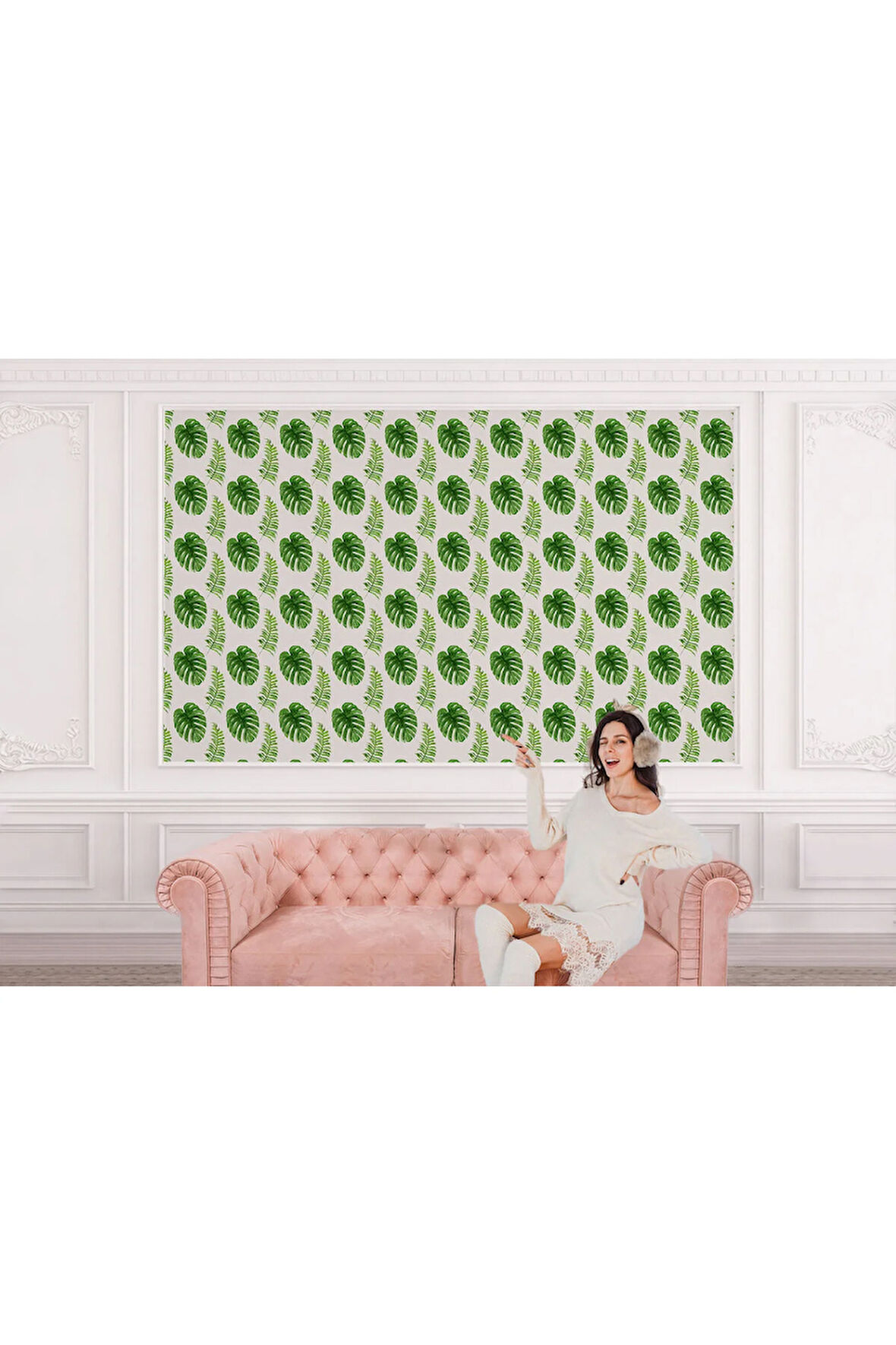 Oxyteez   Tropikal Yaprak Desenli Duvar Kağıdı-5579 5579