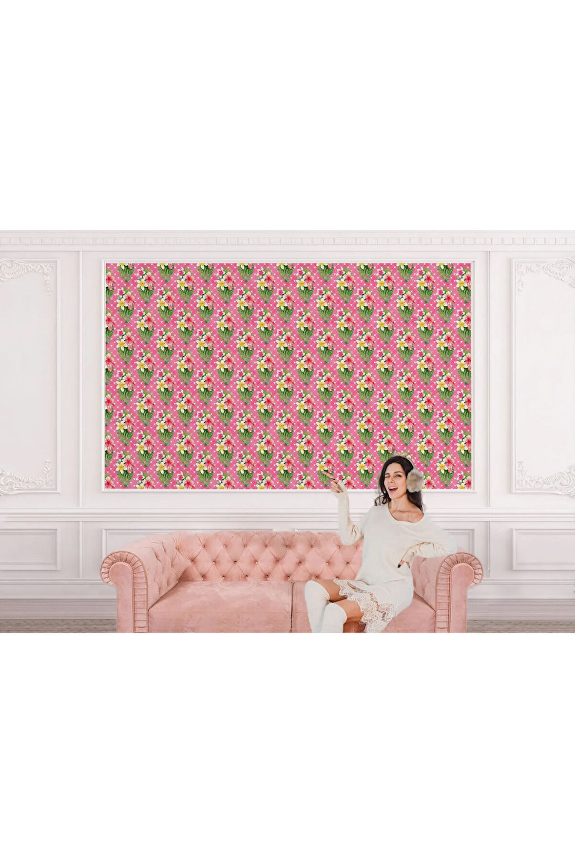 Oxyteez   Çiçek ve Yaprak Desenli Duvar Kağıdı-5582 5582