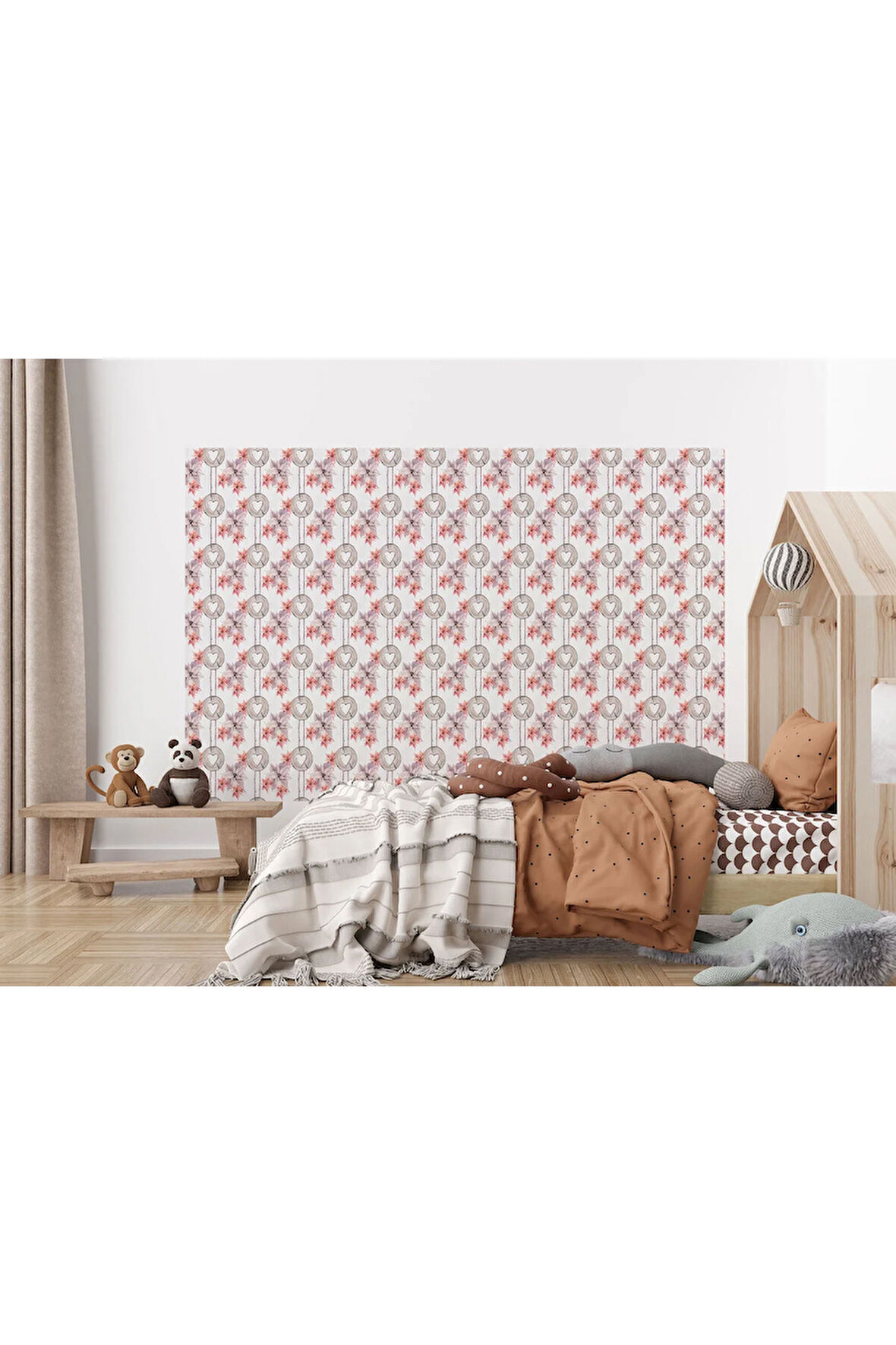 Oxyteez   Pembe Çiçek Desenli Kız Çocuğu Odası Duvar Kağıdı-5595 5595