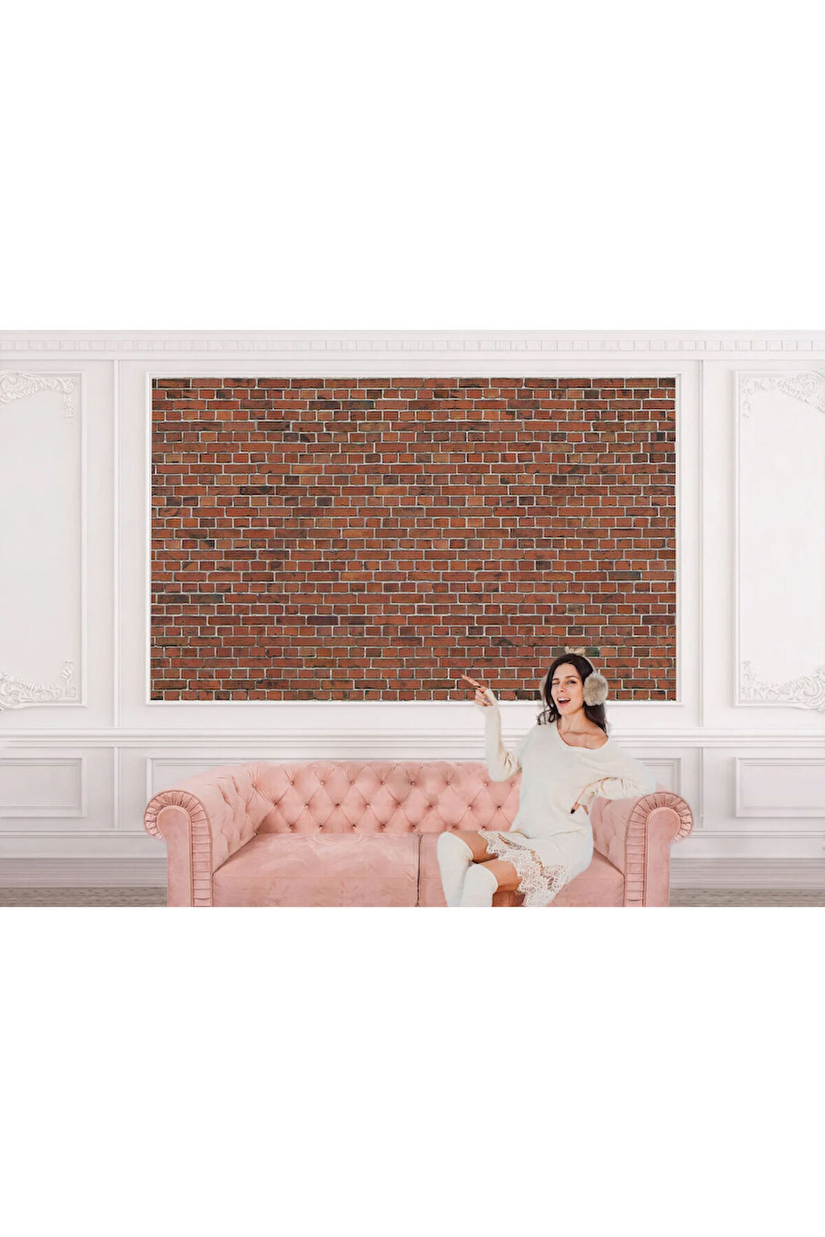 Oxyteez   Taş Tuğla Desenli Duvar Kağıdı-5600 5600