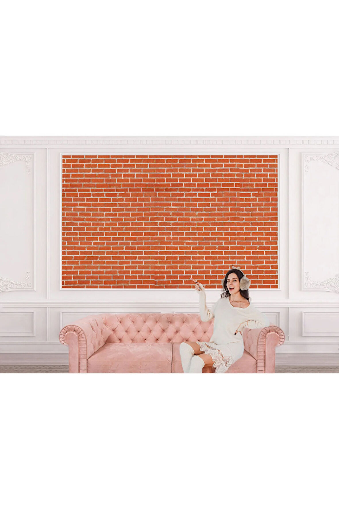 Oxyteez   Taş Tuğla Desenli Duvar Kağıdı-5602 5602