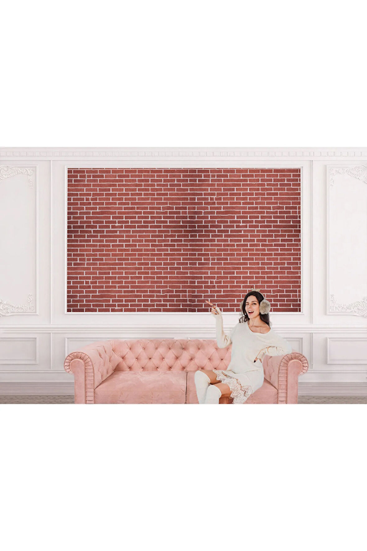 Oxyteez   Taş Tuğla Desenli Duvar Kağıdı-5603 5603