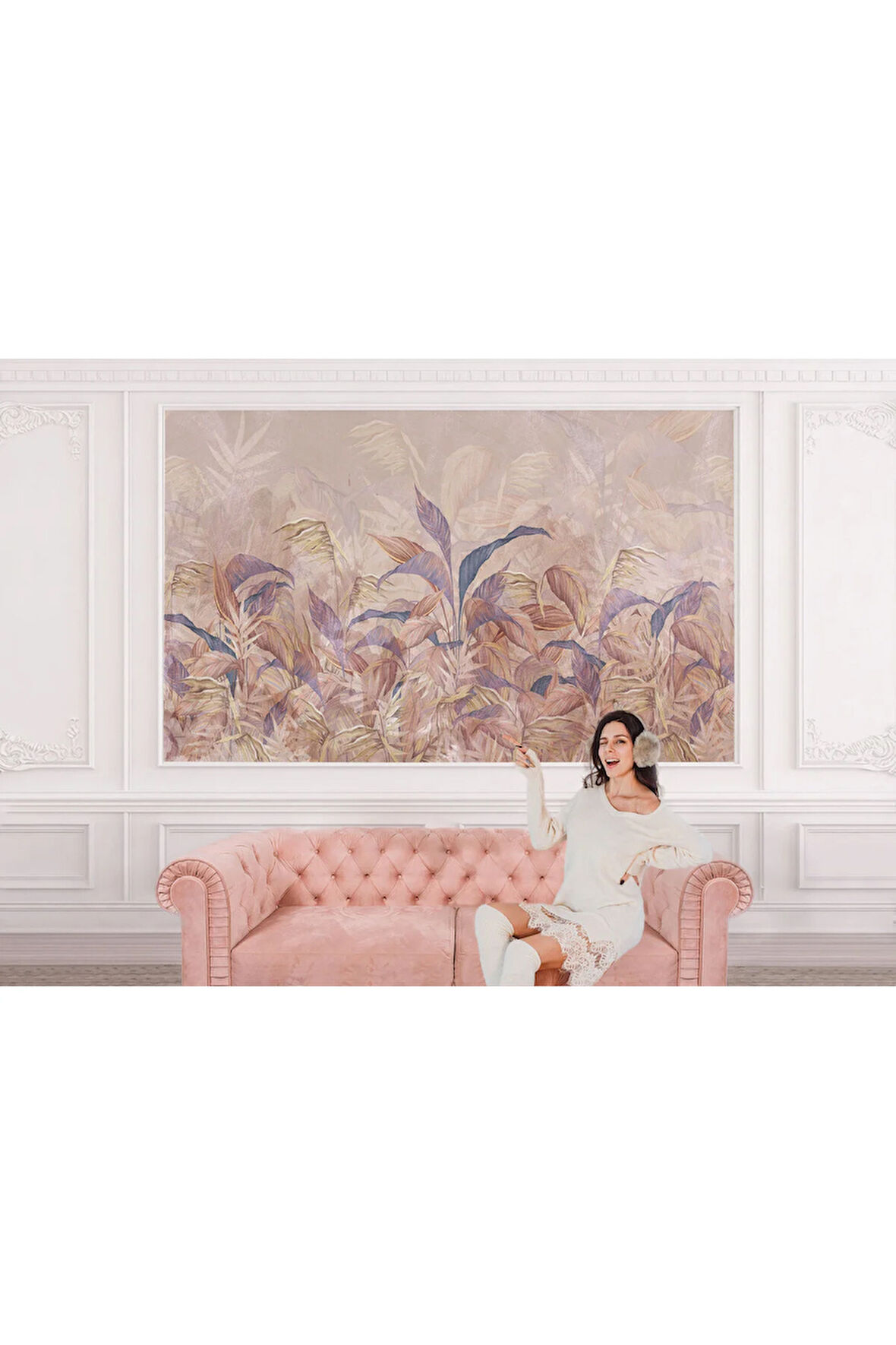 Oxyteez   Yaprak Detaylı İskandinav Tarzı Duvar Kağıdı-5606 5606