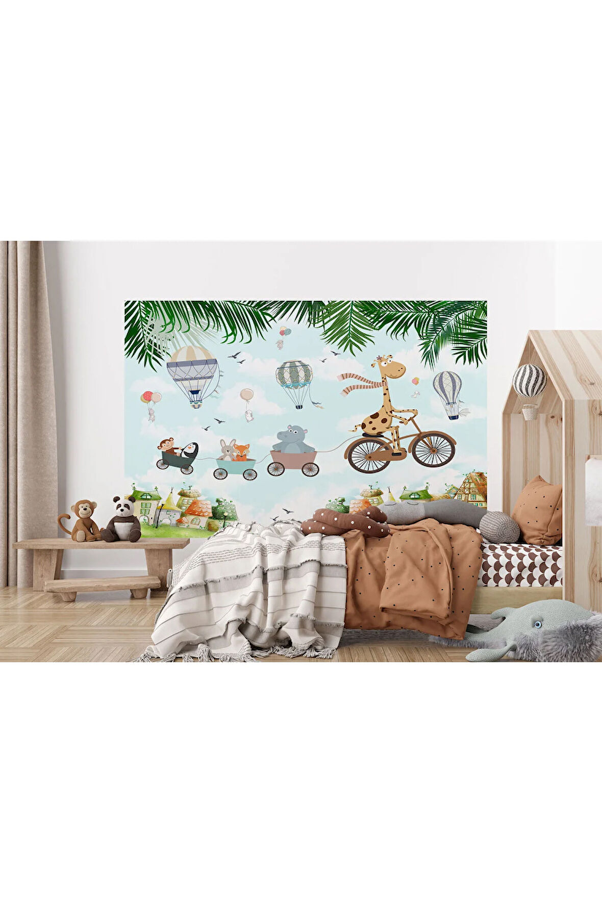 Oxyteez   Uçan Hayvanlar ve Uçan Balonlar Bebek ve Çocuk Odası Duvar Kağıdı-5629 5629