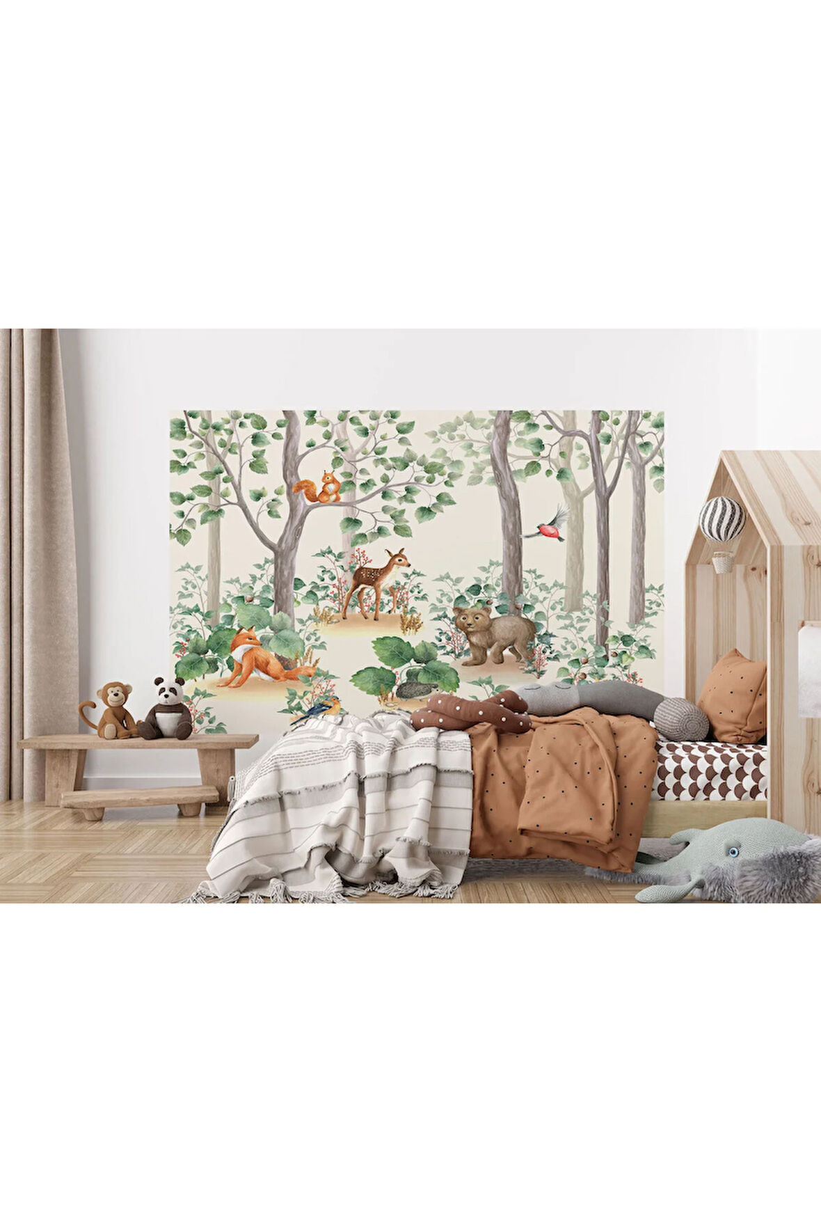 Oxyteez   Suluboya Görünümlü Sevimli Hayvanlar Desenli Duvar Kağıdı Kreş Okul Posteri-5630 5630