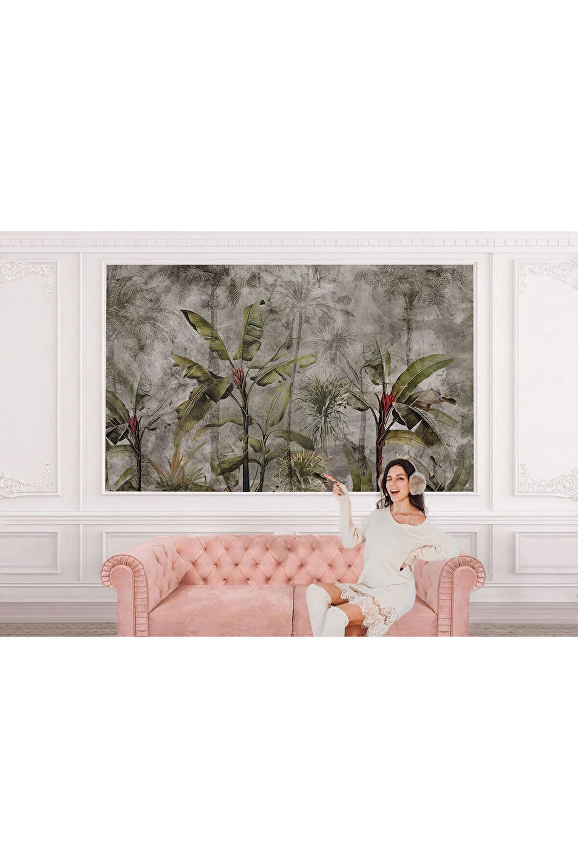 Oxyteez   Tropikal Orman Bitkileri Desenli Duvar Kağıdı-5633 5633