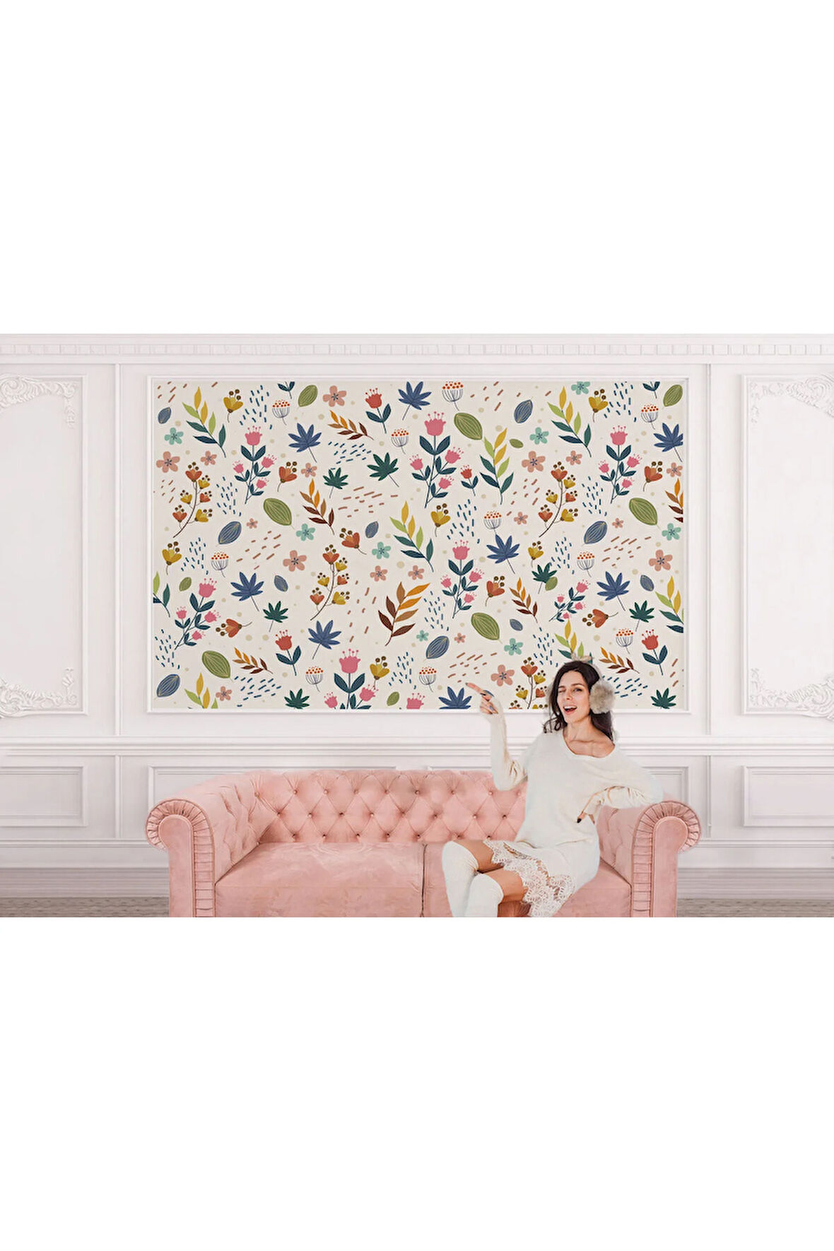 Oxyteez   Renkli Çiçekler Desenli Duvar Kağıdı-5649 5649