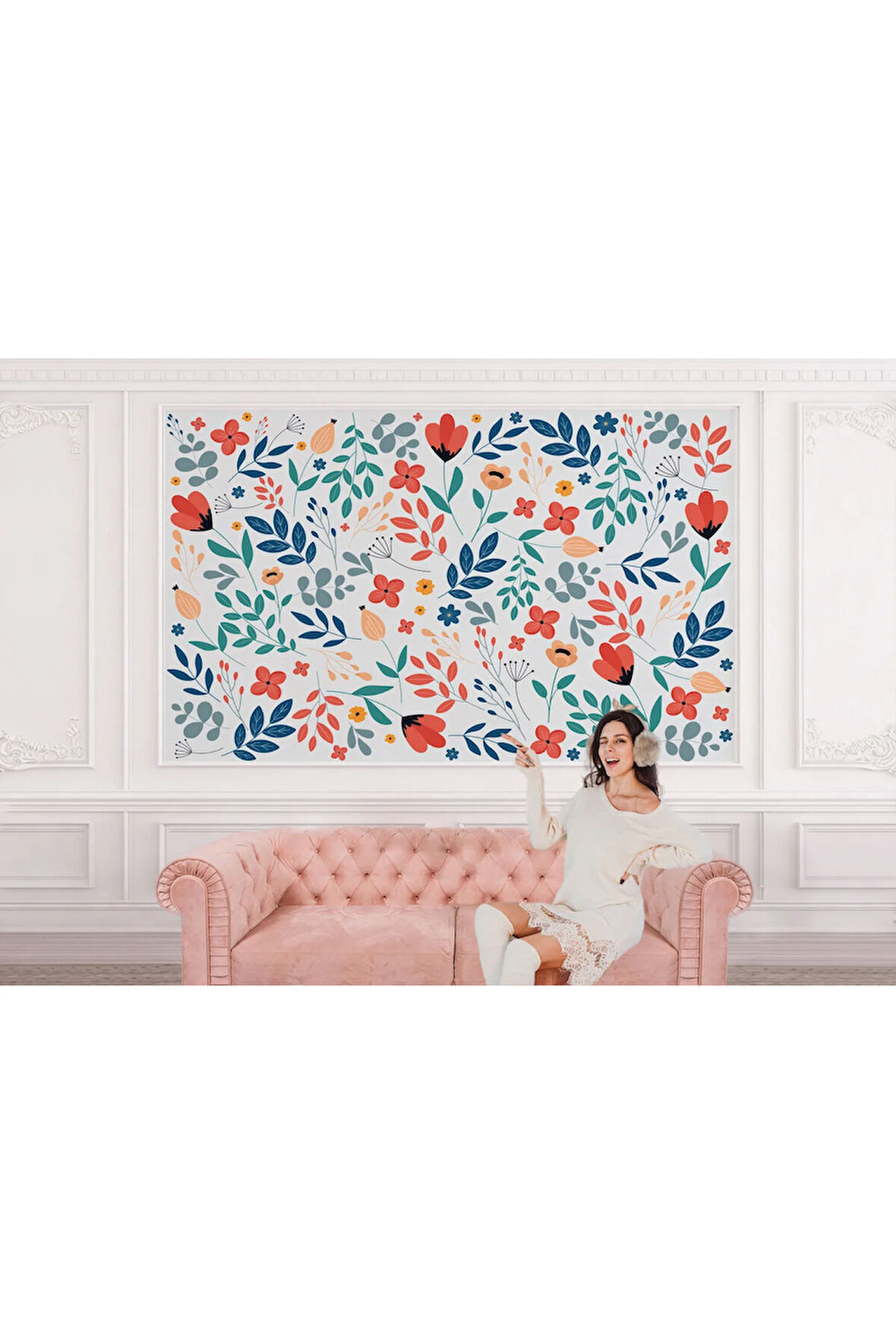 Oxyteez   Renkli Çiçekler Desenli Duvar Kağıdı-5650 5650