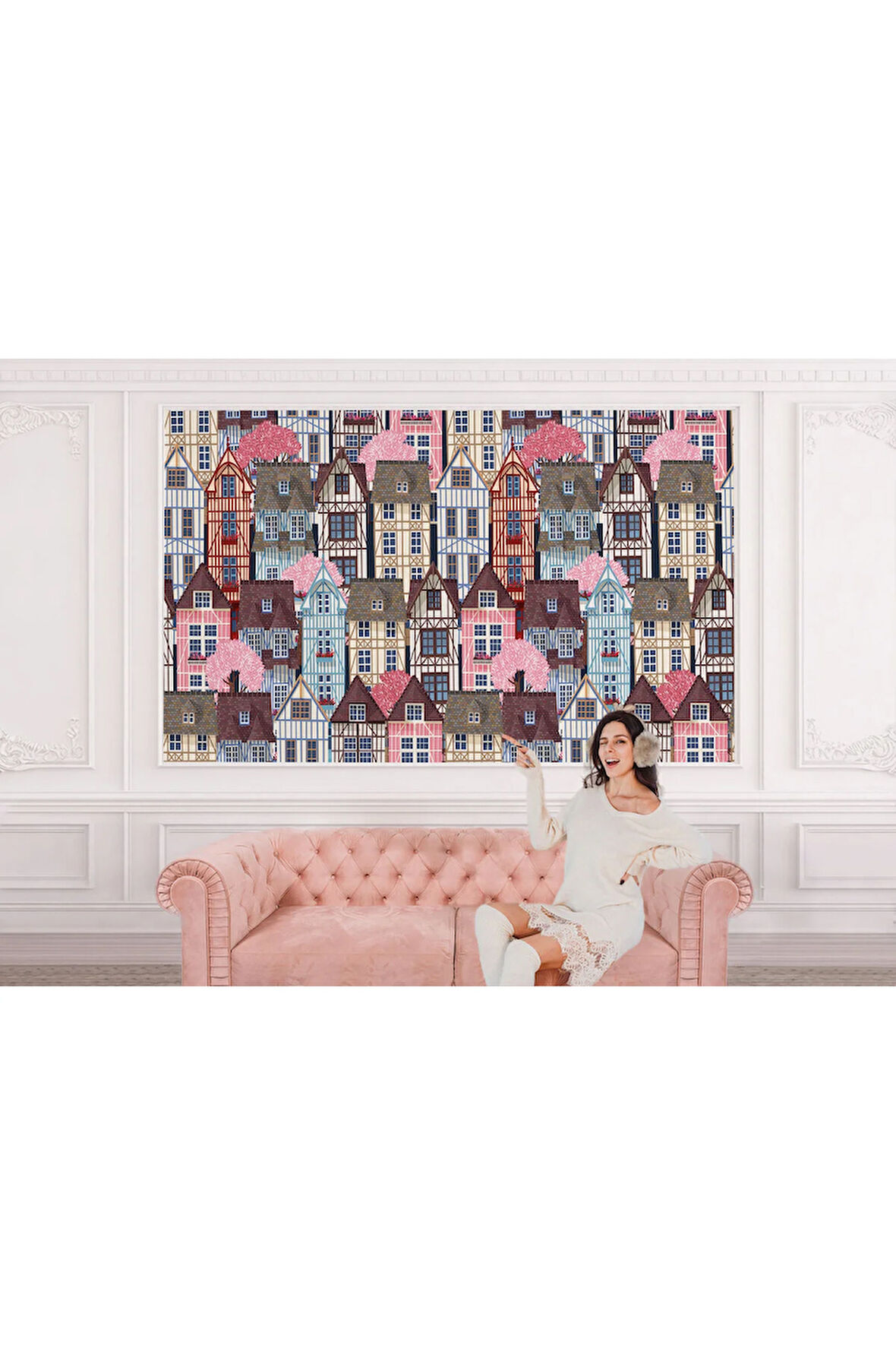 Oxyteez   Renkli Evler Şehir Manzarası Duvar Kağıdı-5711 5711