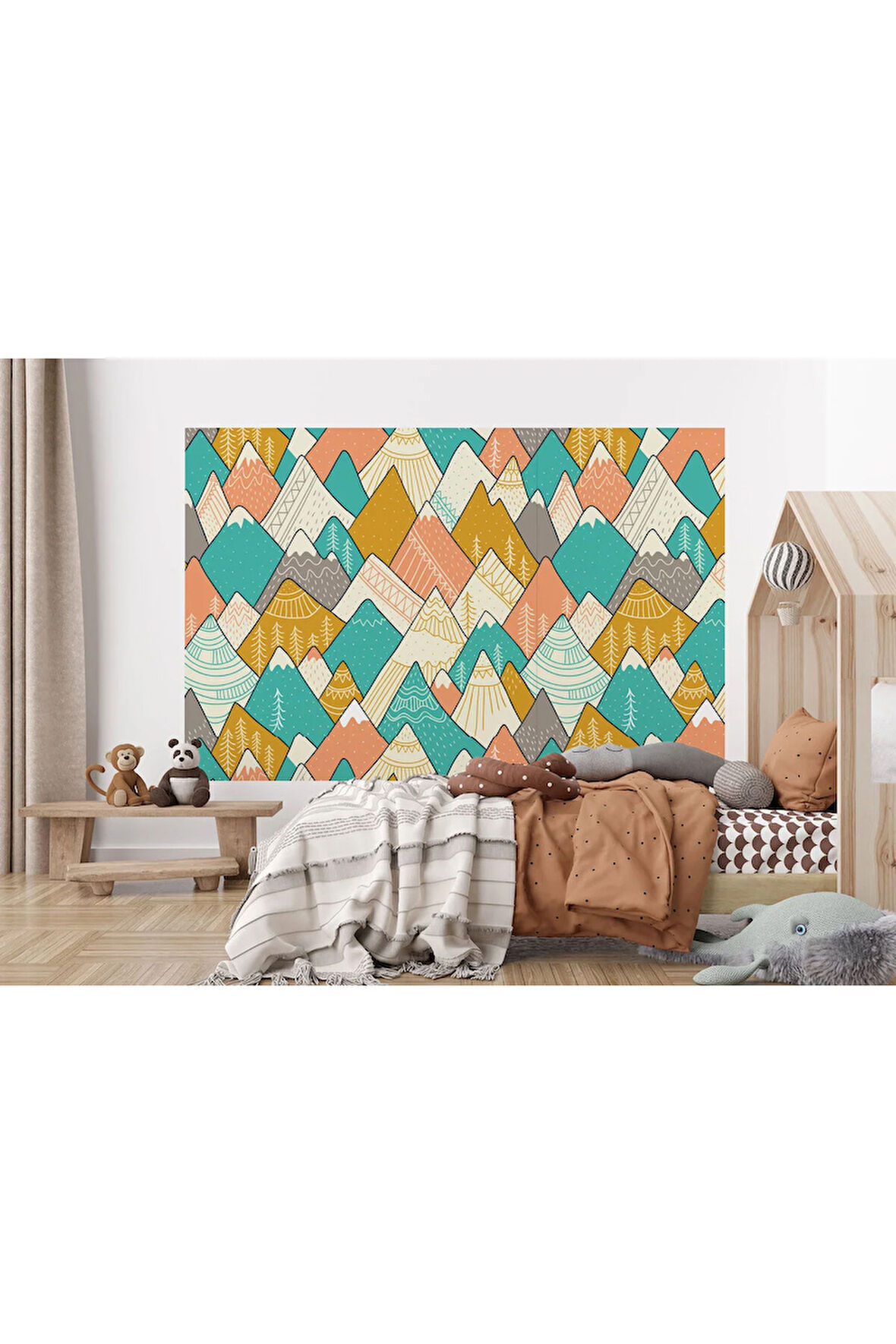 Oxyteez   Renkli Dağlar Çizim Çocuk Ve Bebek Odası Duvar Kağıdı-5715 5715