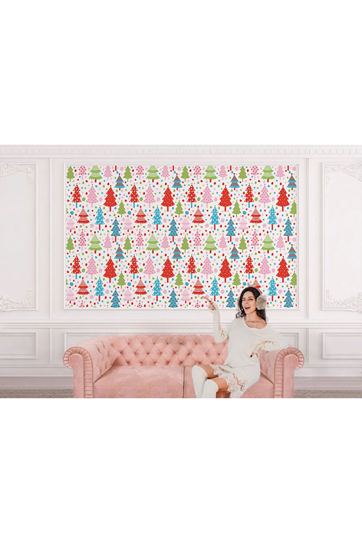 Oxyteez   Renkli Ağaçlar Desenli Duvar Kağıdı-5719 5719