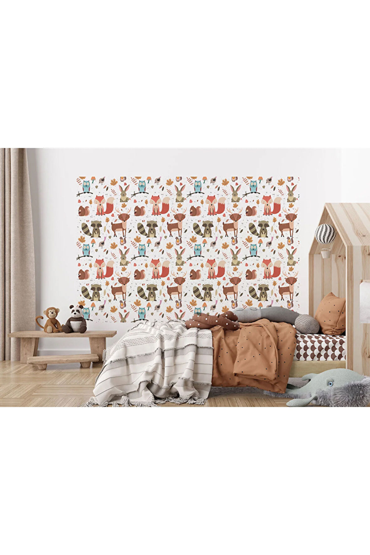 Oxyteez   Sevimli Doğa Hayvanları Temalı Öğretici Çocuk Odası Duvar Kağıdı-5726 5726