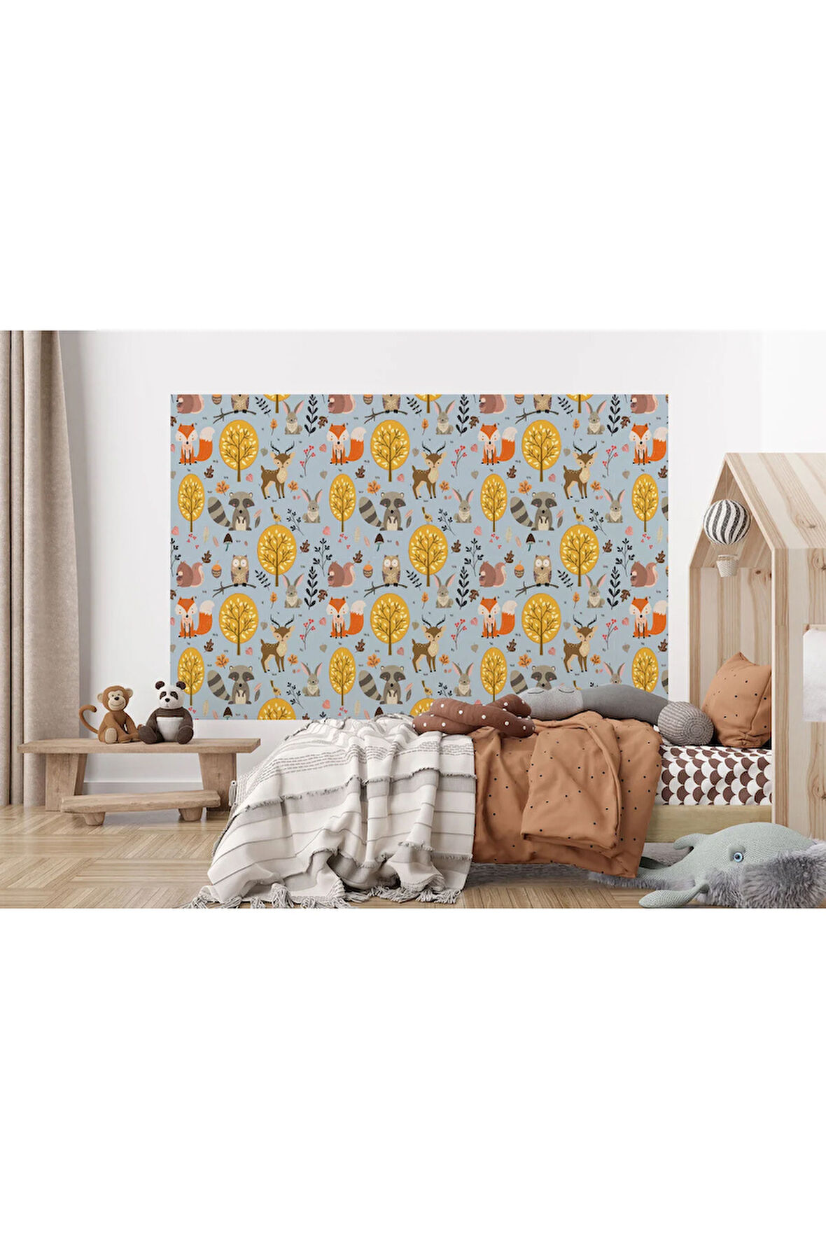 Oxyteez   Sevimli Doğa Hayvanları Temalı Öğretici Çocuk Odası Duvar Kağıdı-5728 5728