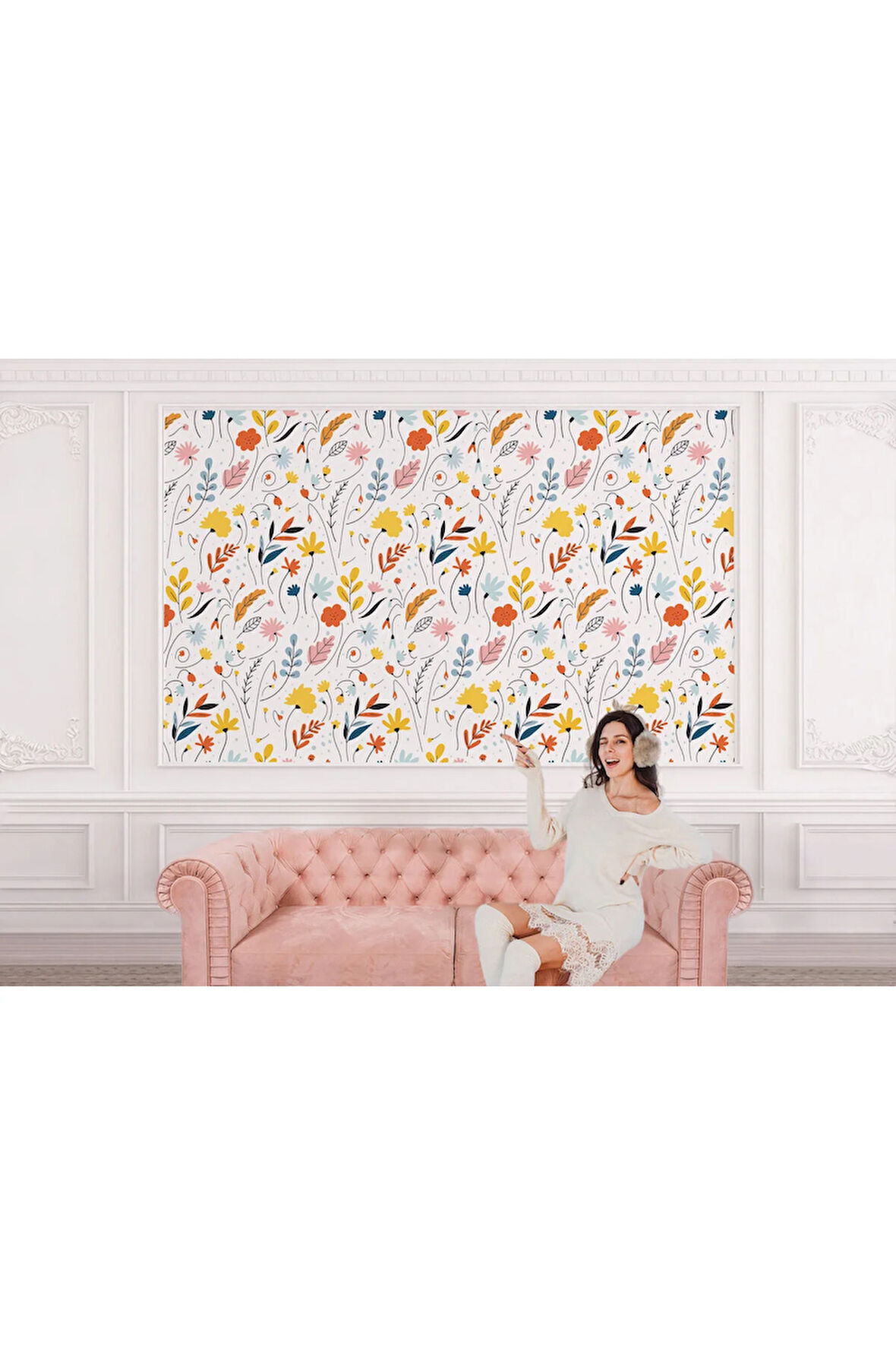 Oxyteez   Renkli Çiçekler Desenli Duvar Kağıdı-5735 5735