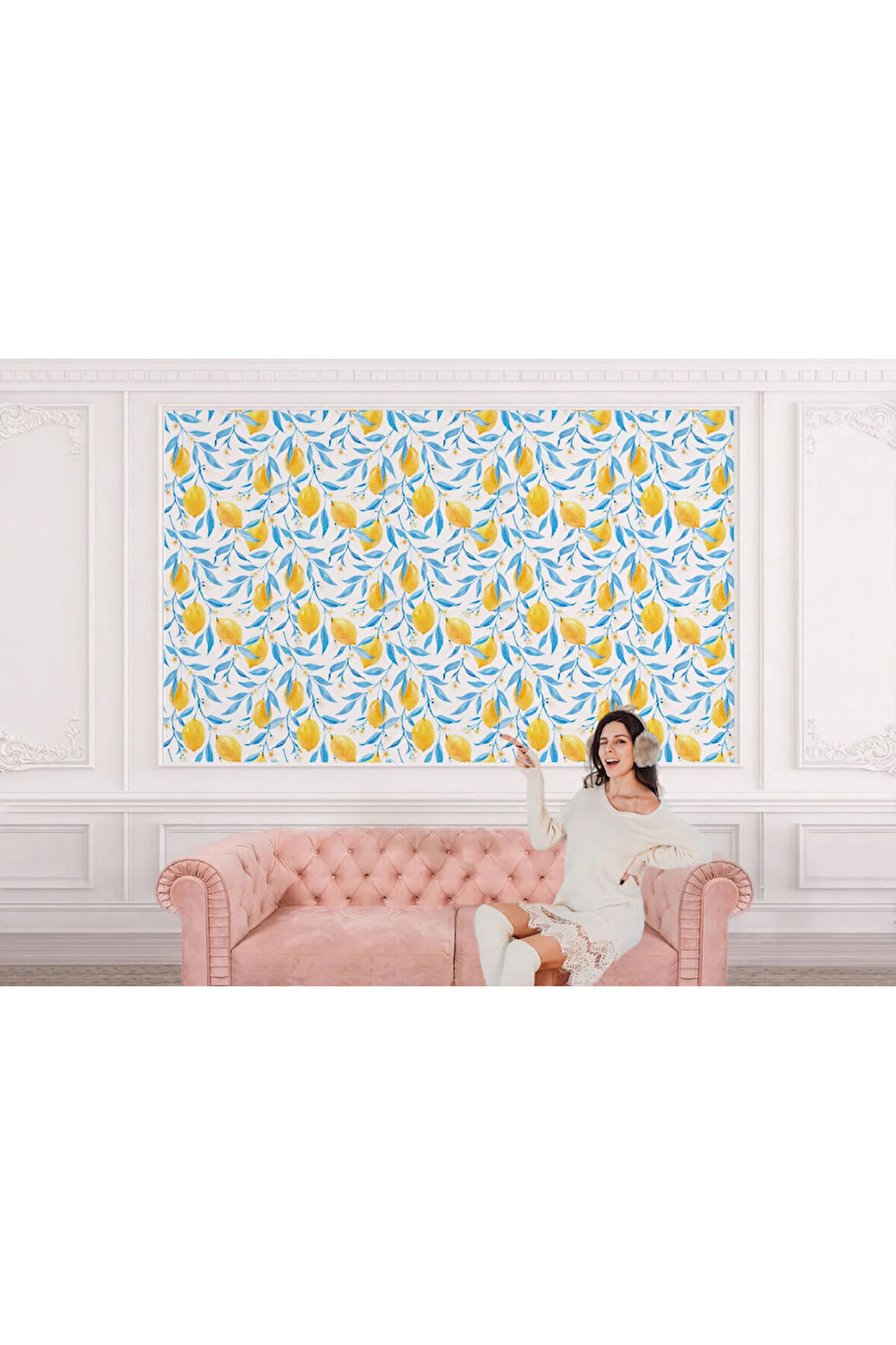 Oxyteez   Limon Ağacı Desenli Duvar Kağıdı-5752 5752