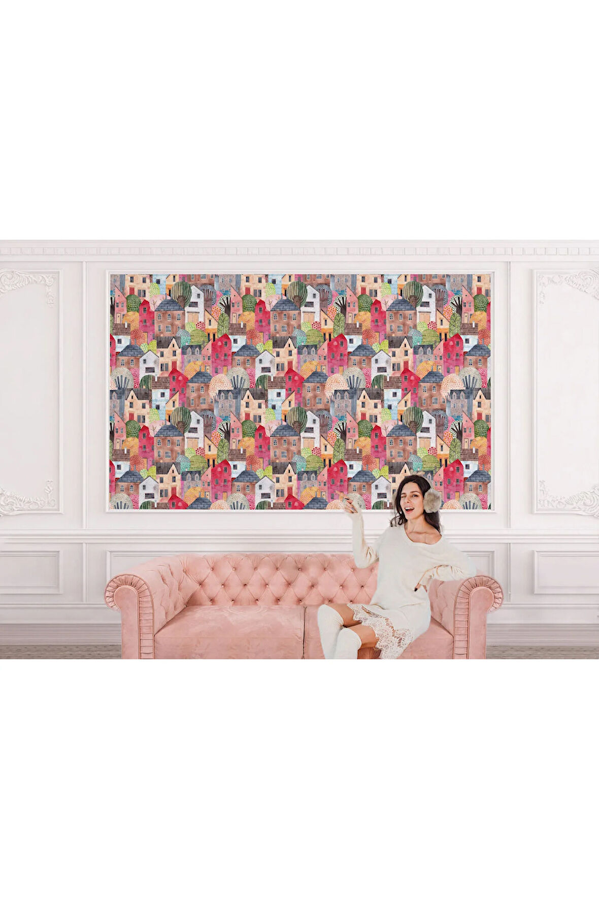 Oxyteez   Renkli Soyut Şehir Manzarası Duvar Kağıdı-5758 5758