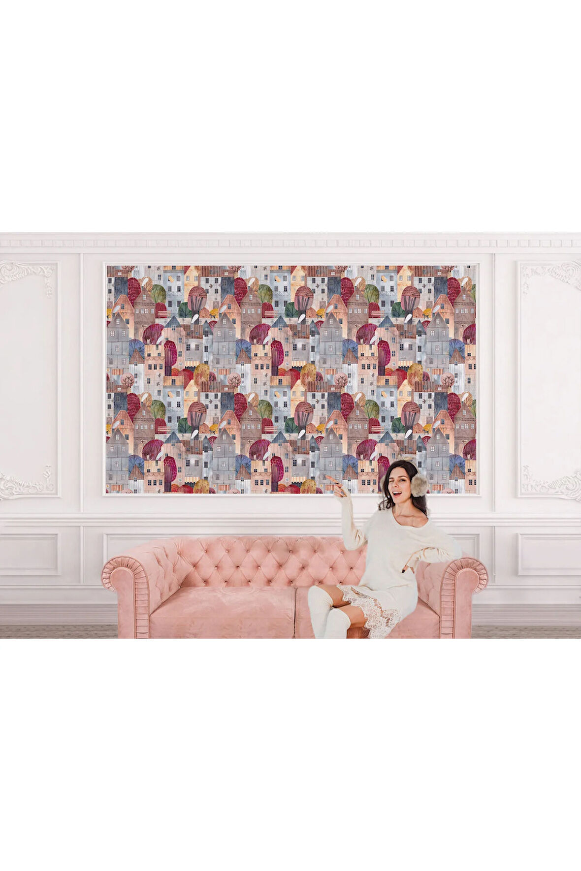 Oxyteez   Renkli Soyut Şehir Manzarası Duvar Kağıdı-5767 5767