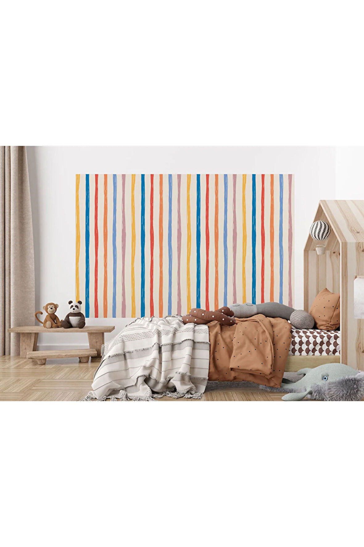 Oxyteez   Renkli Çizgiler Desenli Çocuk Odası Duvar Kağıdı-5768 5768