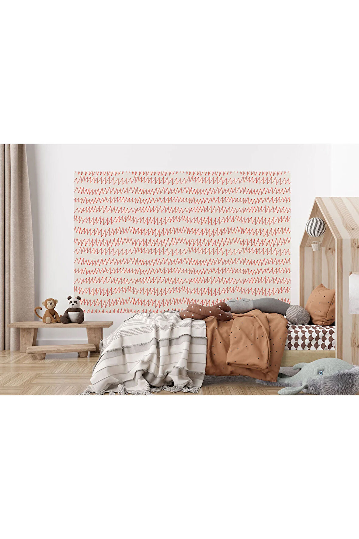 Oxyteez   Kırmızı Çizgi Desenli Çocuk Odası Duvar Kağıdı-5770 5770