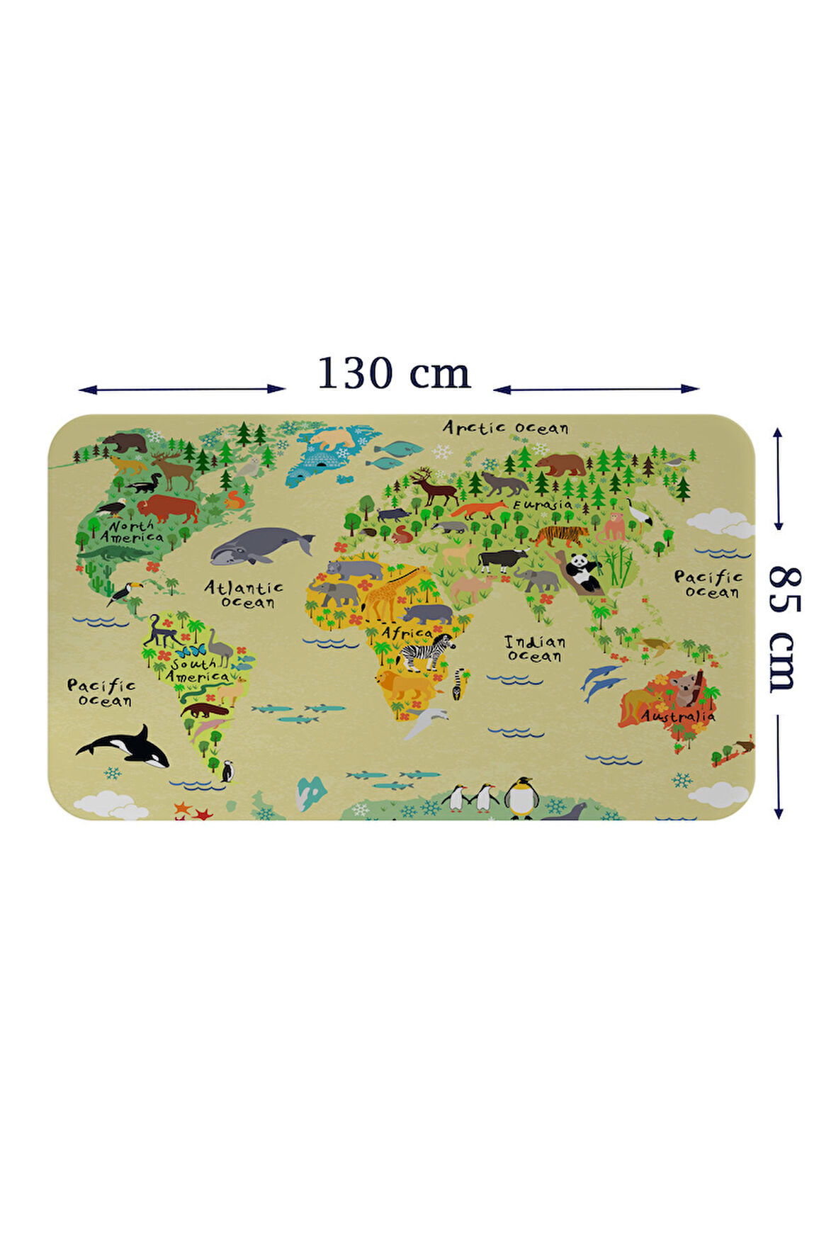 Eğitici Dünya Haritası Dünya Atlası Çocuk ve Bebek Odası Duvar Sticker-85x130-3772