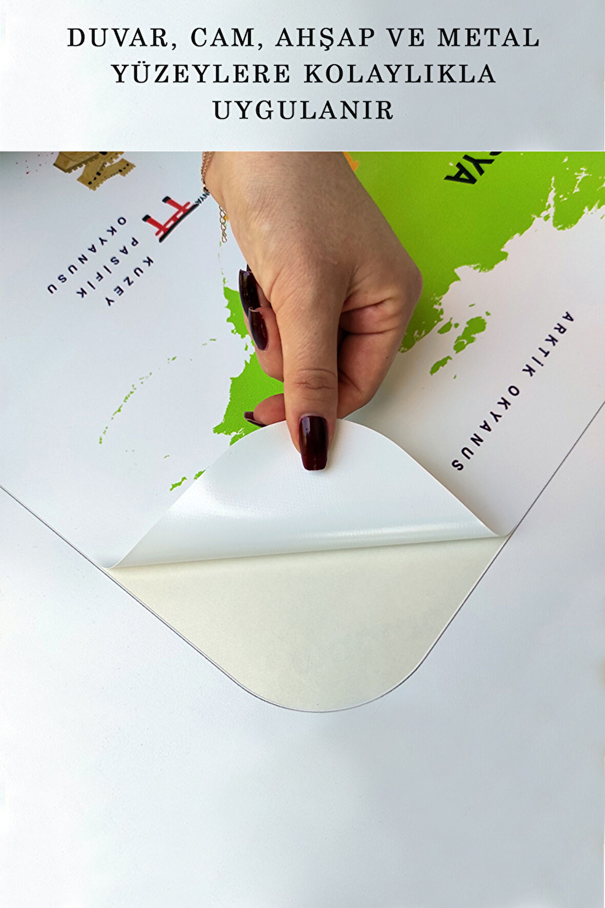 Eğitici Dünya Haritası Dünya Atlası Çocuk ve Bebek Odası Duvar Sticker-85x130-3779