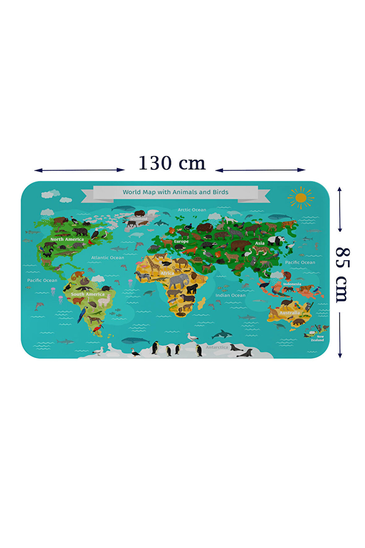 Eğitici Dünya Haritası Dünya Atlası Çocuk ve Bebek Odası Duvar Sticker-85x130-3780