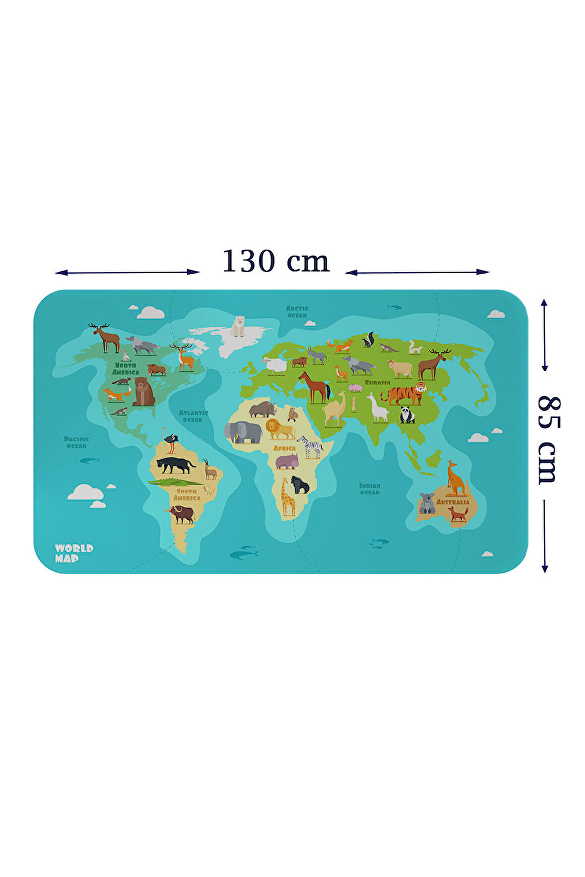 Eğitici Dünya Haritası Dünya Atlası Çocuk ve Bebek Odası Duvar Sticker-85x130-3784