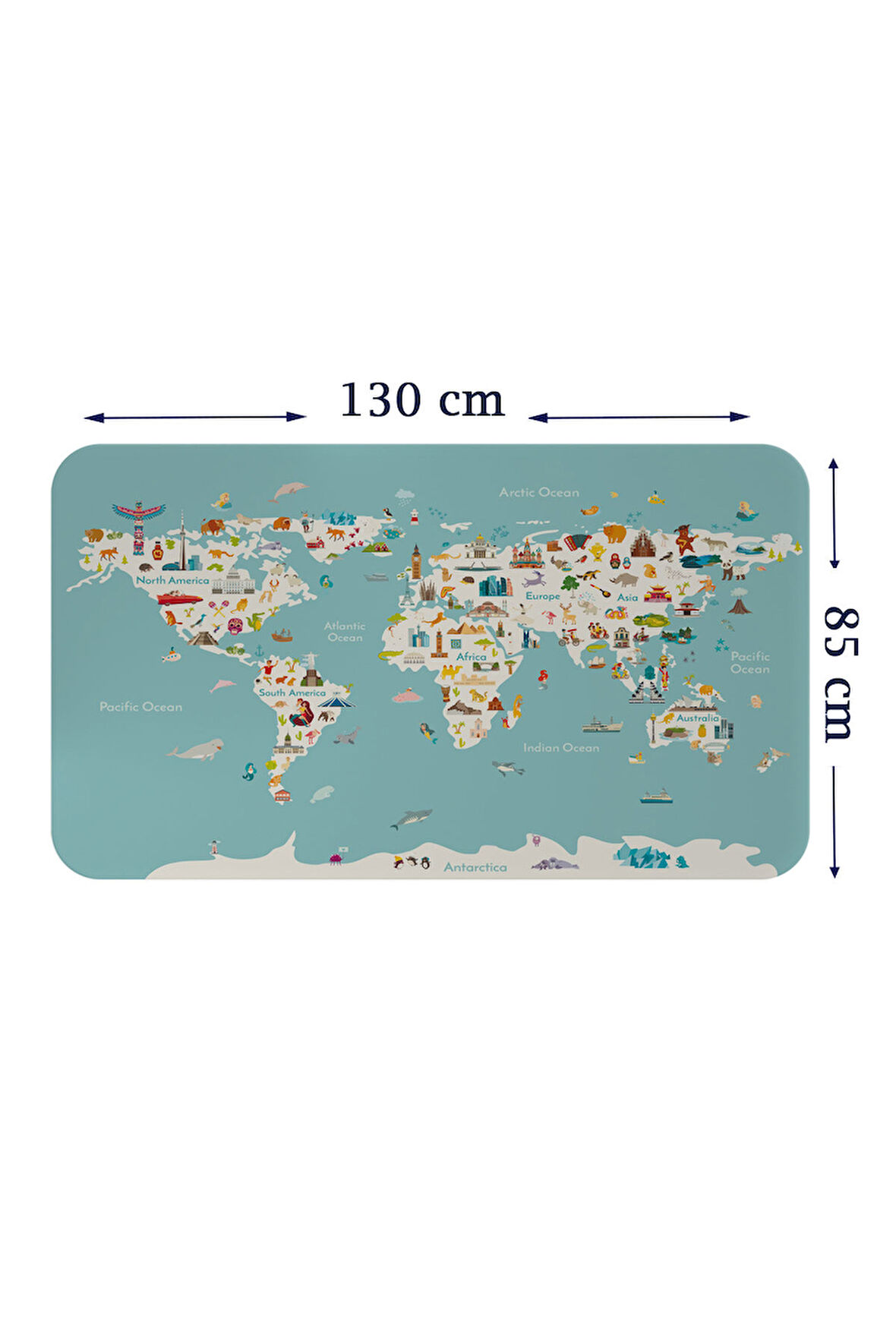 Eğitici Dünya Haritası Dünya Atlası Çocuk ve Bebek Odası Duvar Sticker-85x130-3786