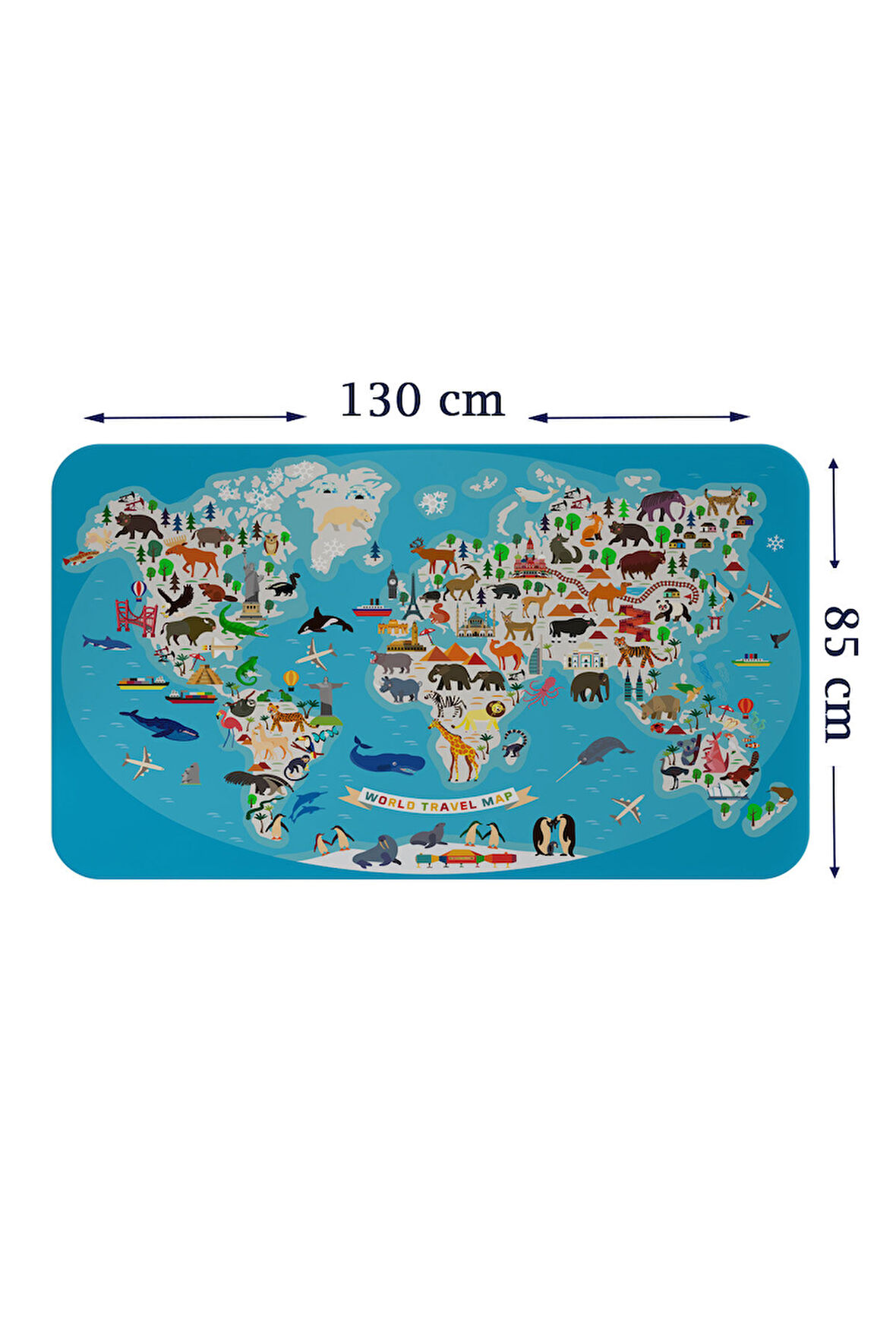 Eğitici Dünya Haritası Dünya Atlası Çocuk ve Bebek Odası Duvar Sticker-85x130-3787