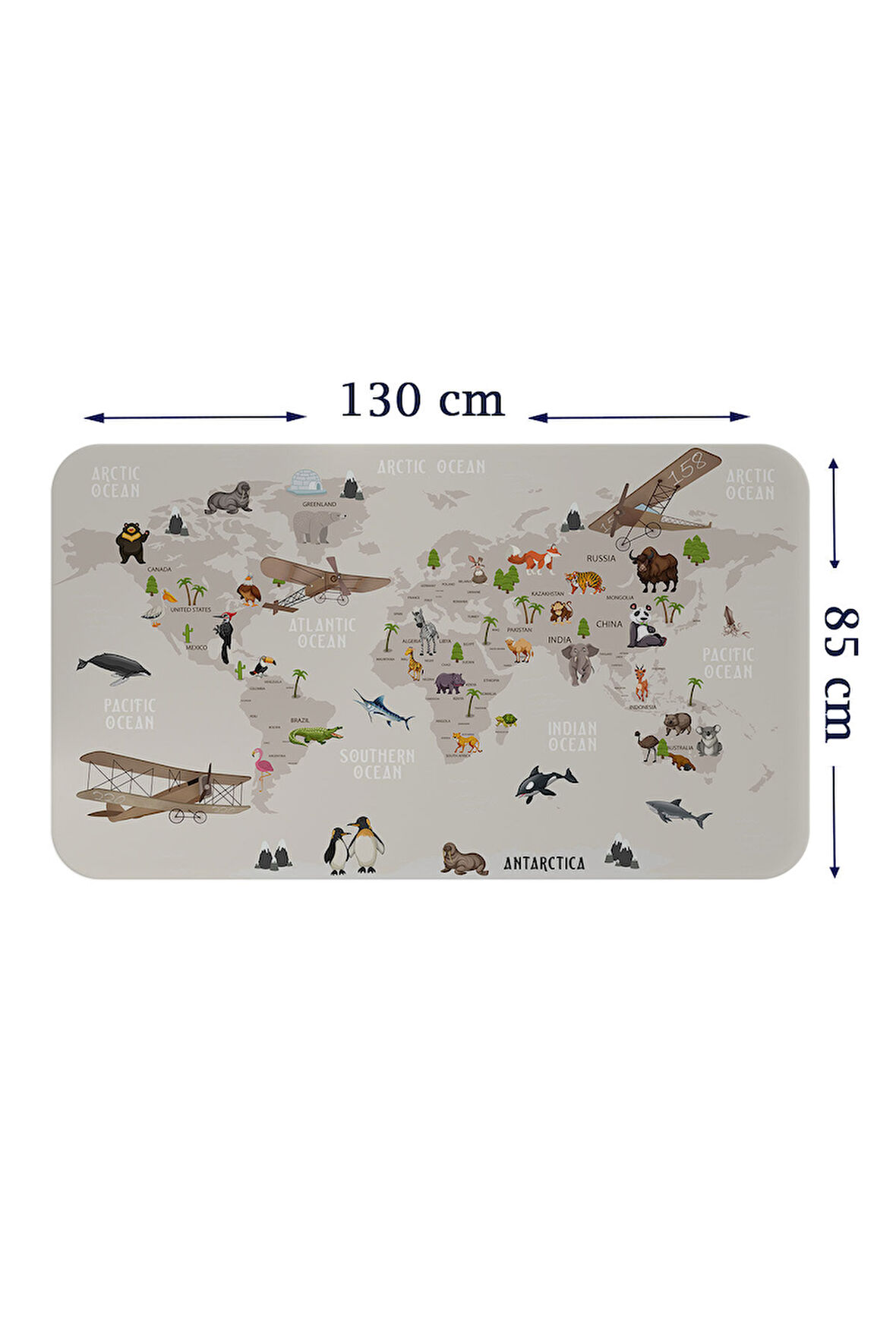 Eğitici Dünya Haritası Dünya Atlası Çocuk ve Bebek Odası Duvar Sticker-85x130-3797