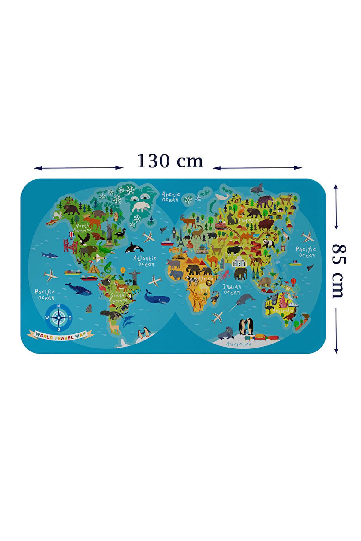 Eğitici Dünya Haritası Dünya Atlası Çocuk ve Bebek Odası Duvar Sticker-85x130-3805