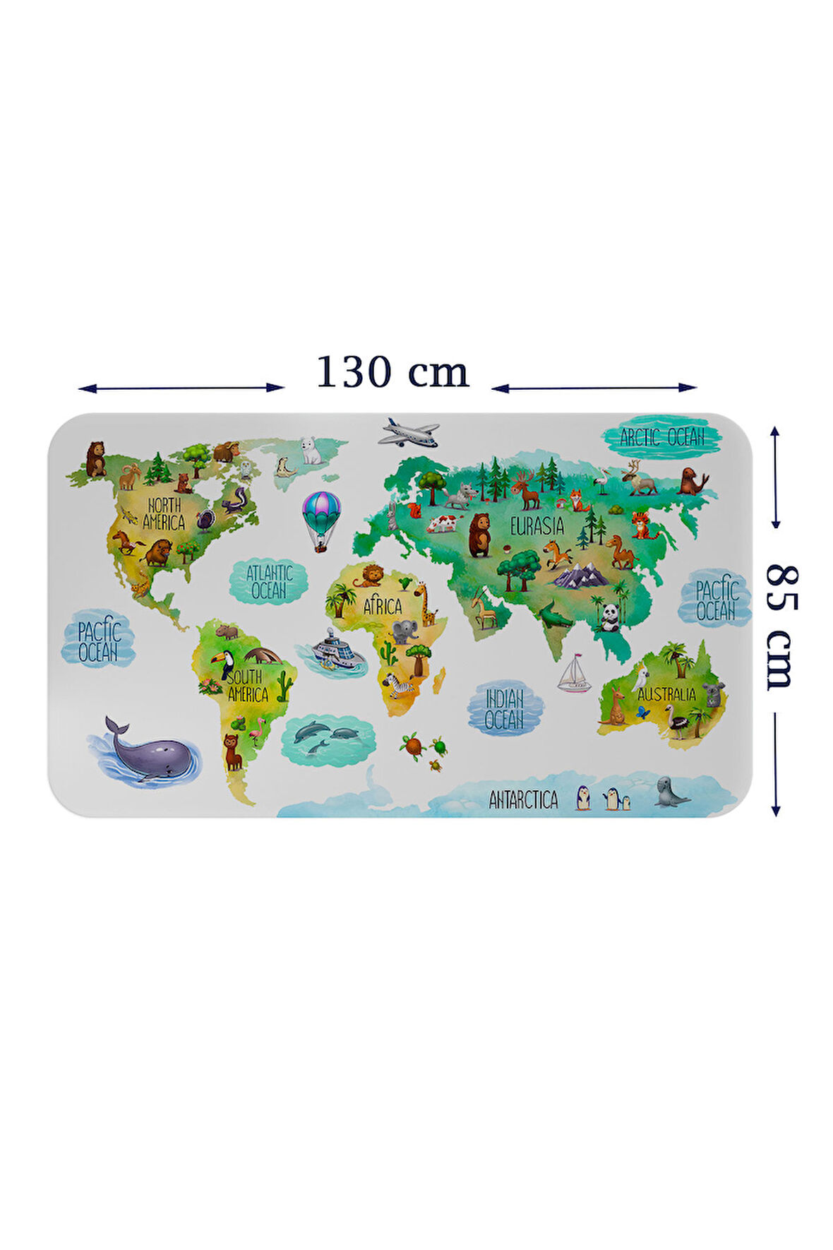 Eğitici Dünya Haritası Dünya Atlası Çocuk ve Bebek Odası Duvar Sticker-85x130-3807