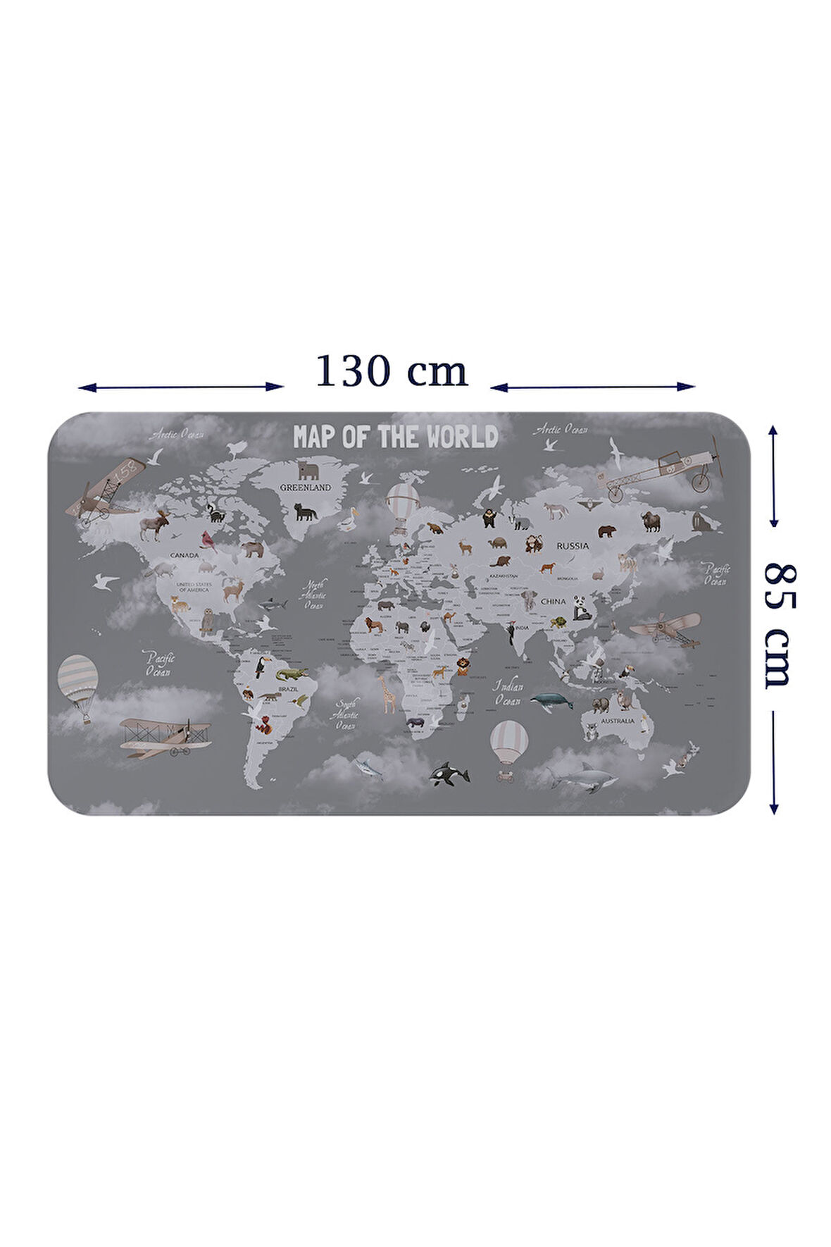 Eğitici Dünya Haritası Dünya Atlası Çocuk ve Bebek Odası Duvar Sticker-85x130-3811