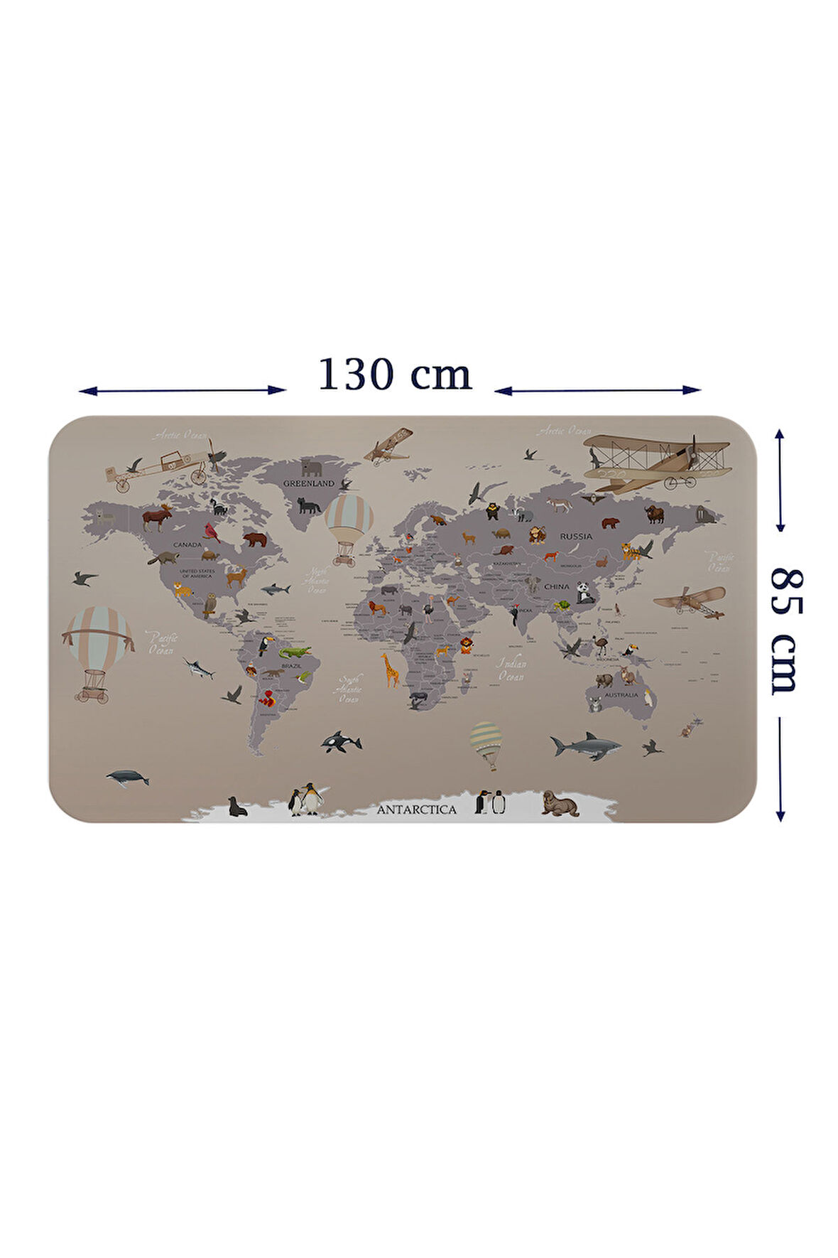 Eğitici Dünya Haritası Dünya Atlası Çocuk ve Bebek Odası Duvar Sticker-85x130-3814