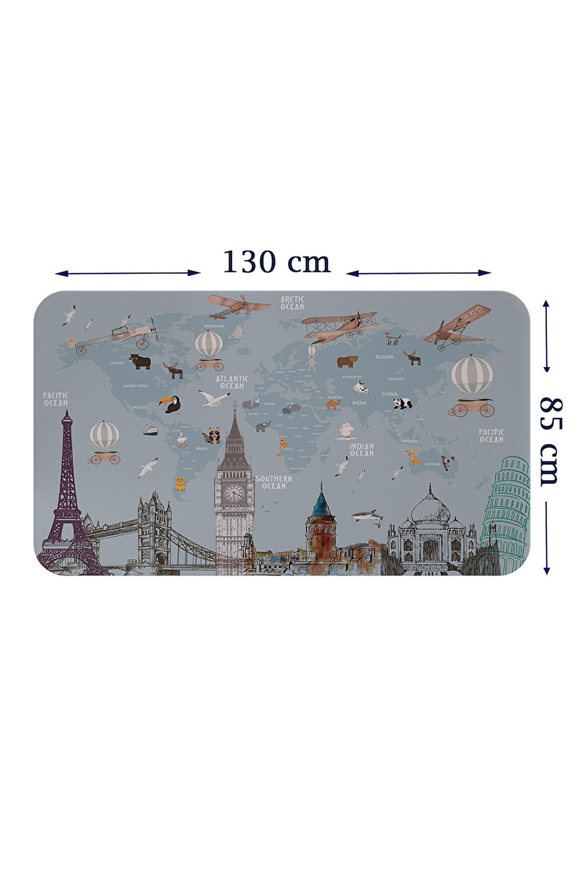 Eğitici Dünya Haritası Dünya Atlası Çocuk ve Bebek Odası Duvar Sticker-85x130-3820