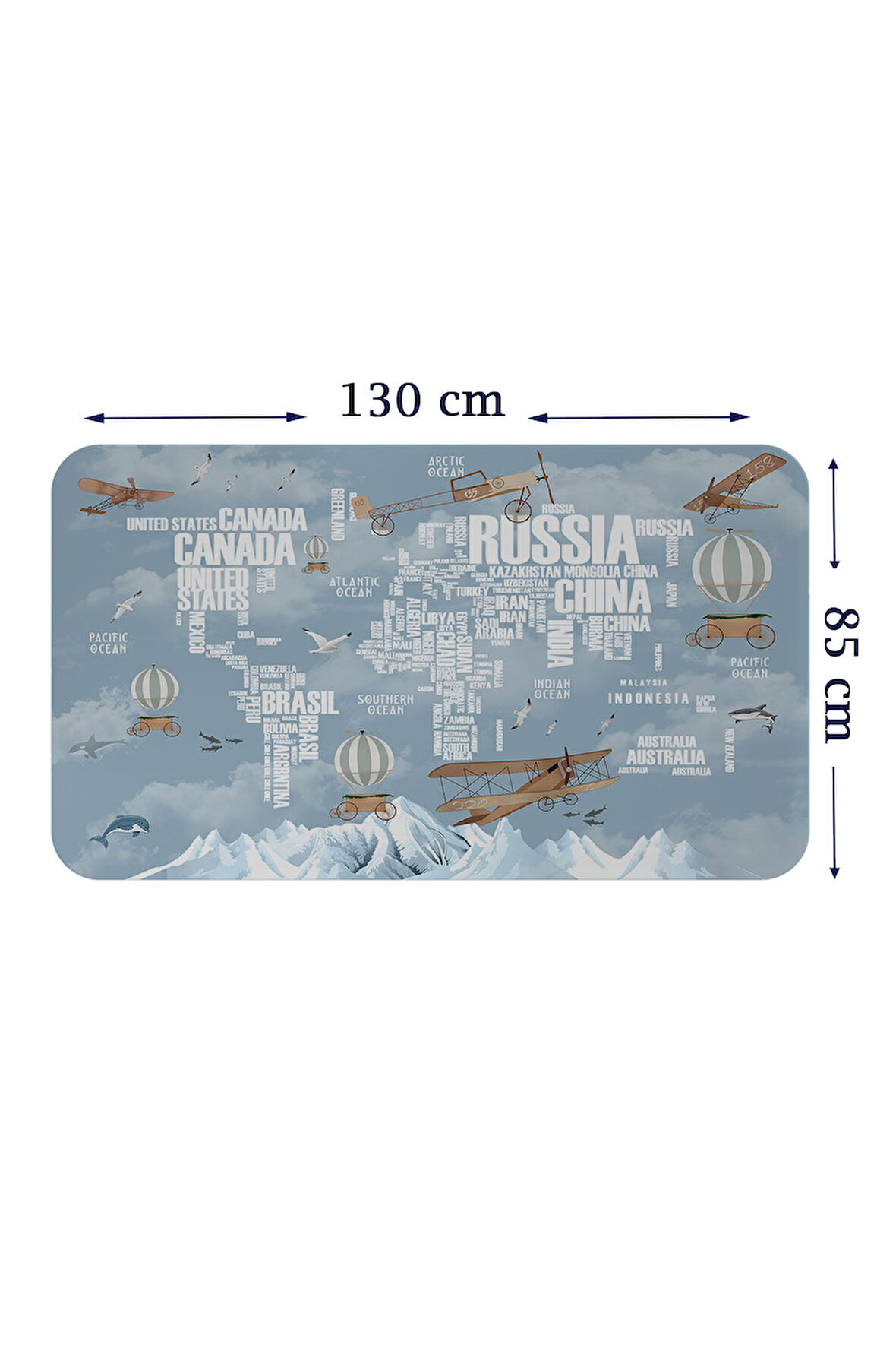 Ülke Adlı Eğitici Dünya Haritası Dünya Atlası Çocuk ve Bebek Odası Duvar Sticker-85x130-3822
