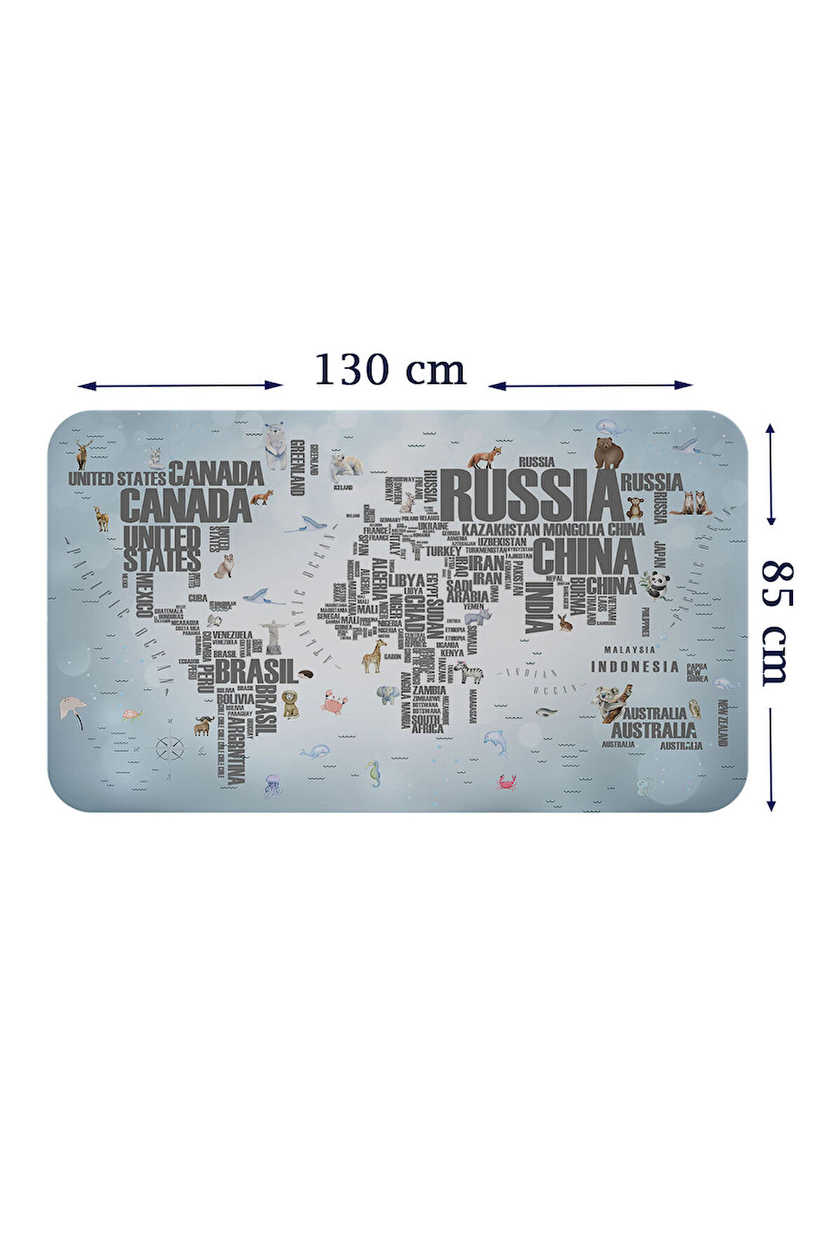 Ülke Adlı Eğitici Dünya Haritası Dünya Atlası Çocuk ve Bebek Odası Duvar Sticker-85x130-3823