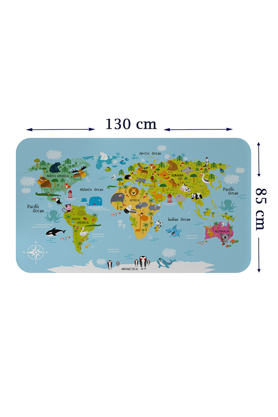 Eğitici Dünya Haritası Dünya Atlası Çocuk ve Bebek Odası Duvar Sticker-85x130-3830