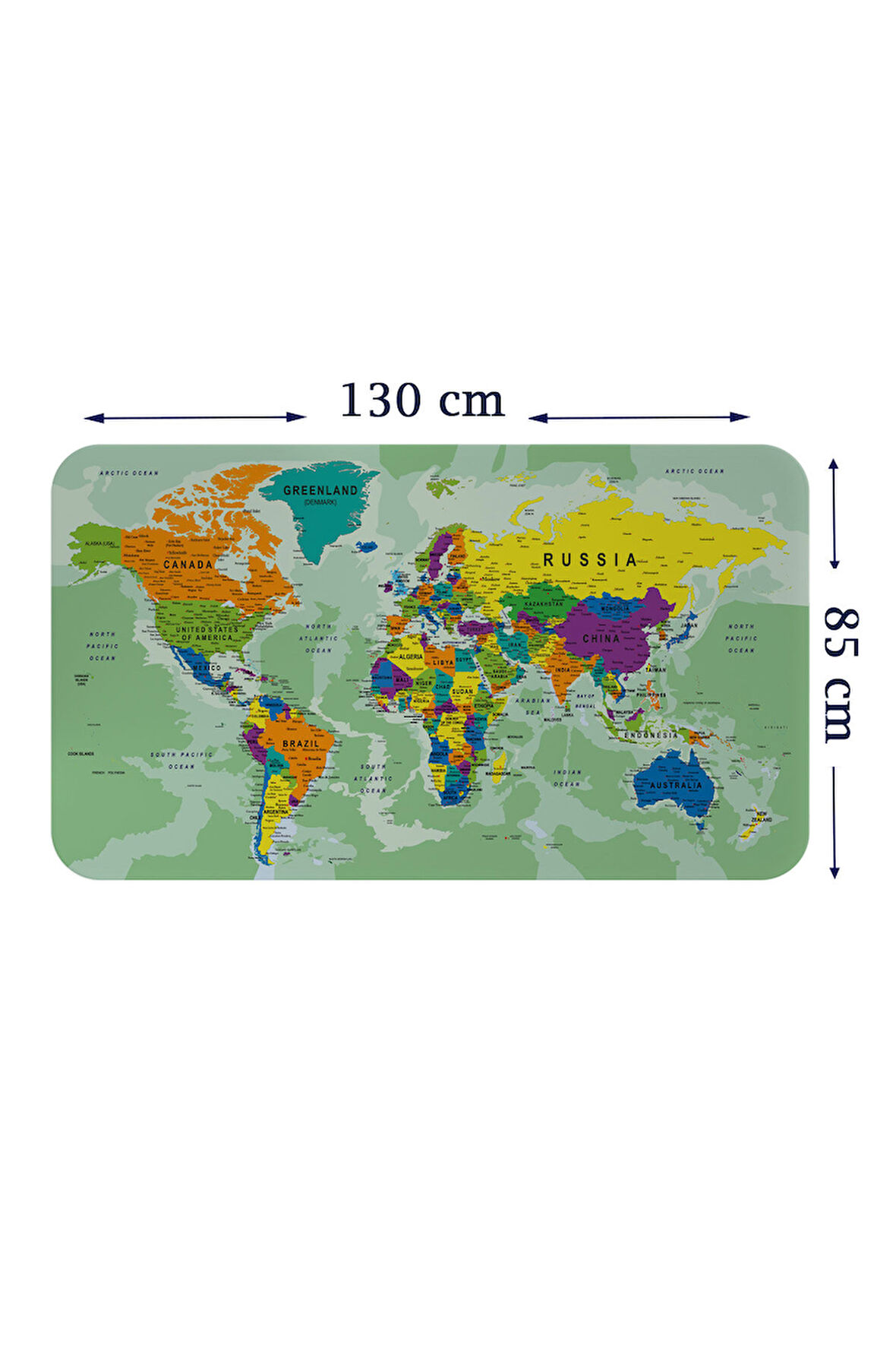 Eğitici Ülke ve Başkent Okyanus Detaylı Atlası Dünya Haritası Duvar Sticker-85x130-3835