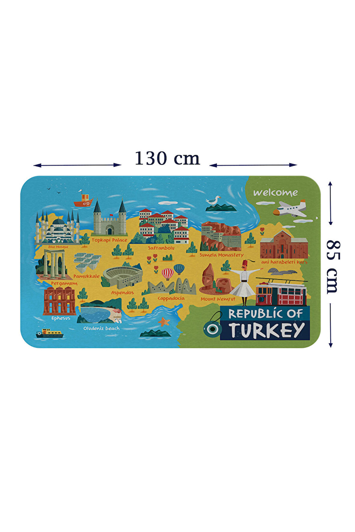 Eğitici ve Öğretici Cocuk Odası Türkiye Haritası Duvar Sticker-85x130-3871 | Dekoratif Sticker Duvar Süsü Oxy