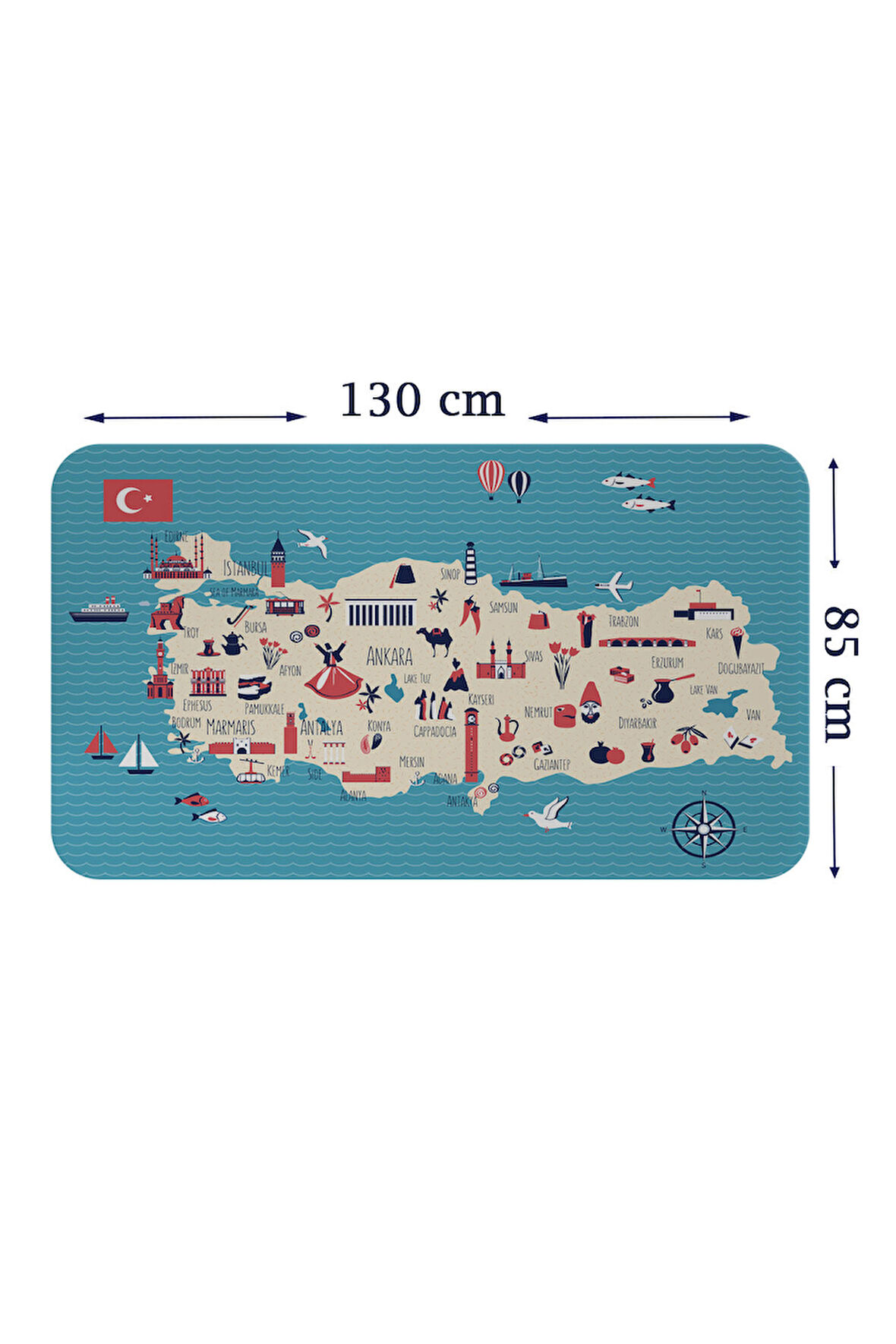 Eğitici ve Öğretici Cocuk Odası Türkiye Haritası Duvar Sticker-85x130-3874 | Dekoratif Sticker Duvar Süsü Oxy