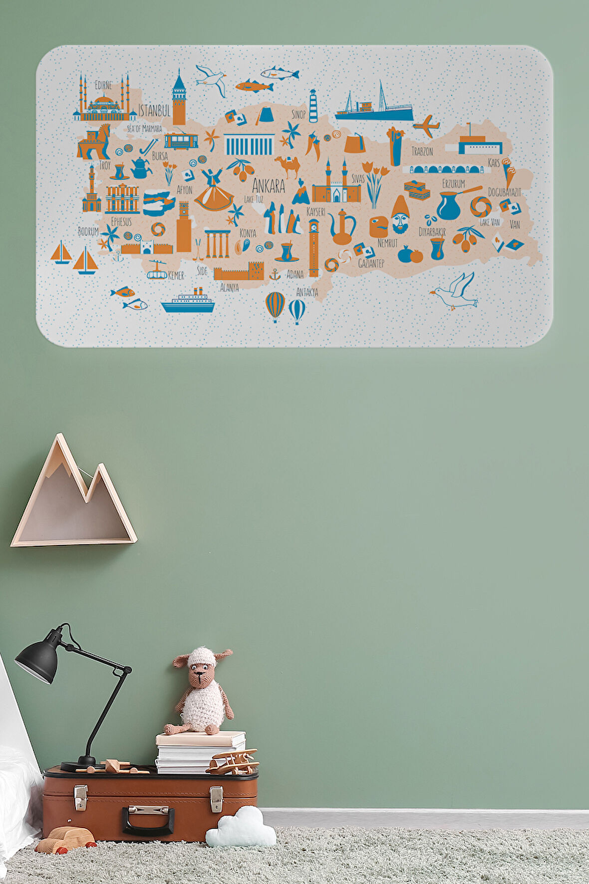 Eğitici ve Öğretici Cocuk Odası Türkiye Haritası Duvar Sticker-60x105-3875 | Dekoratif Sticker Duvar Süsü Oxy
