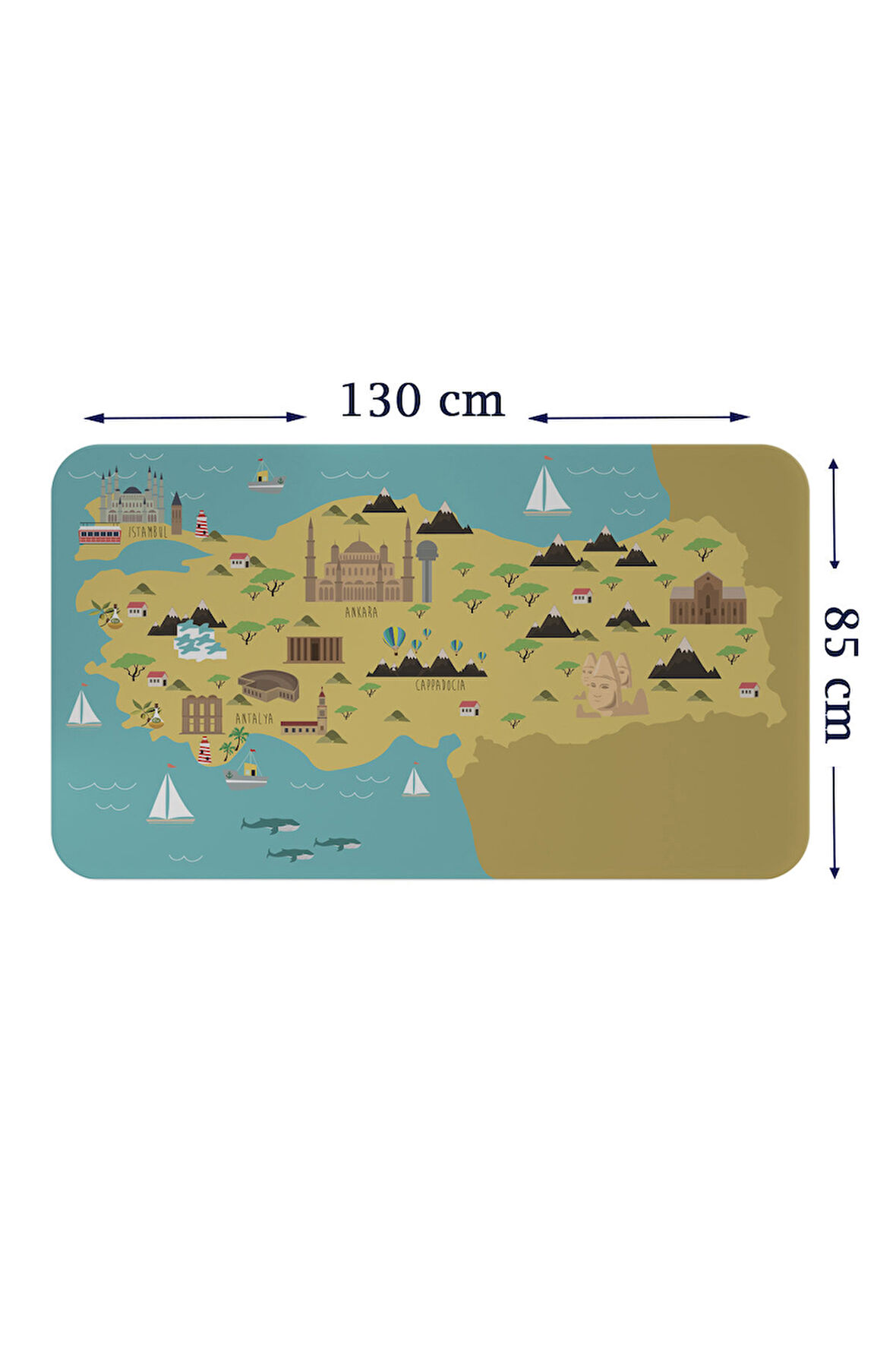 Eğitici ve Öğretici Cocuk Odası Türkiye Haritası Duvar Sticker-85x130-3877 | Dekoratif Sticker Duvar Süsü Oxy