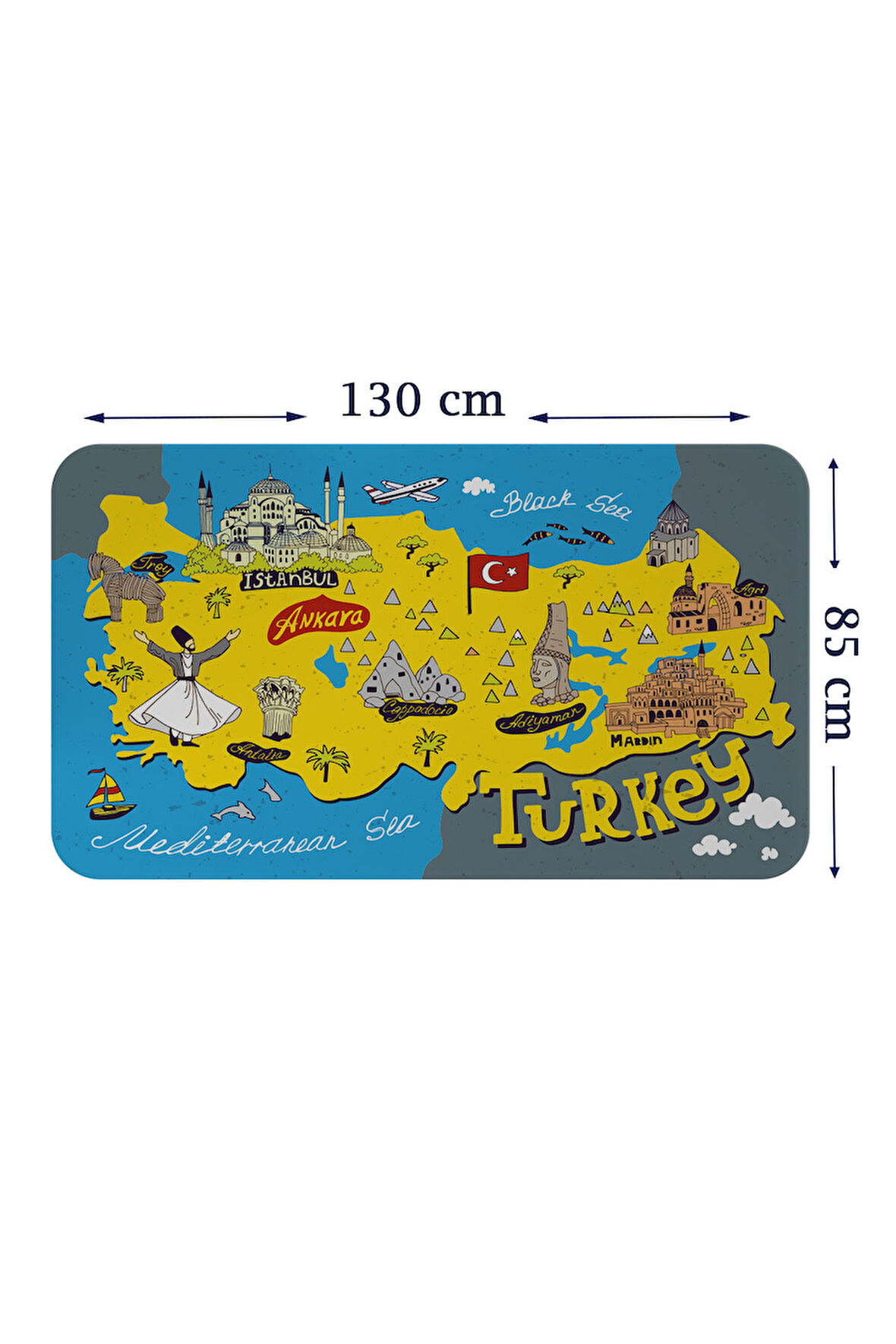 Eğitici ve Öğretici Cocuk Odası Türkiye Haritası Duvar Sticker-85x130-3881 | Dekoratif Sticker Duvar Süsü Oxy