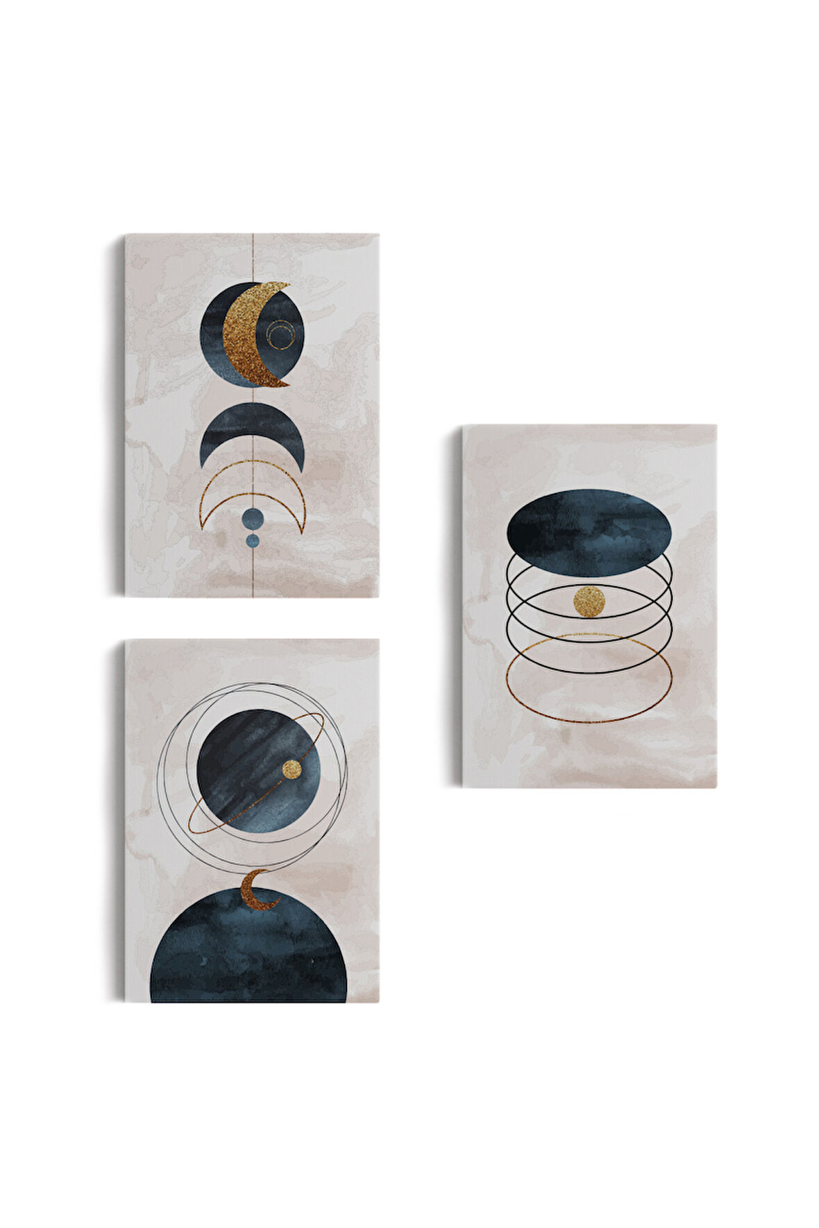 Duvar Tablo Seti 3 Parça Suluboya Soyut Sanat Takımu Dekoratif Tablo-AB-2