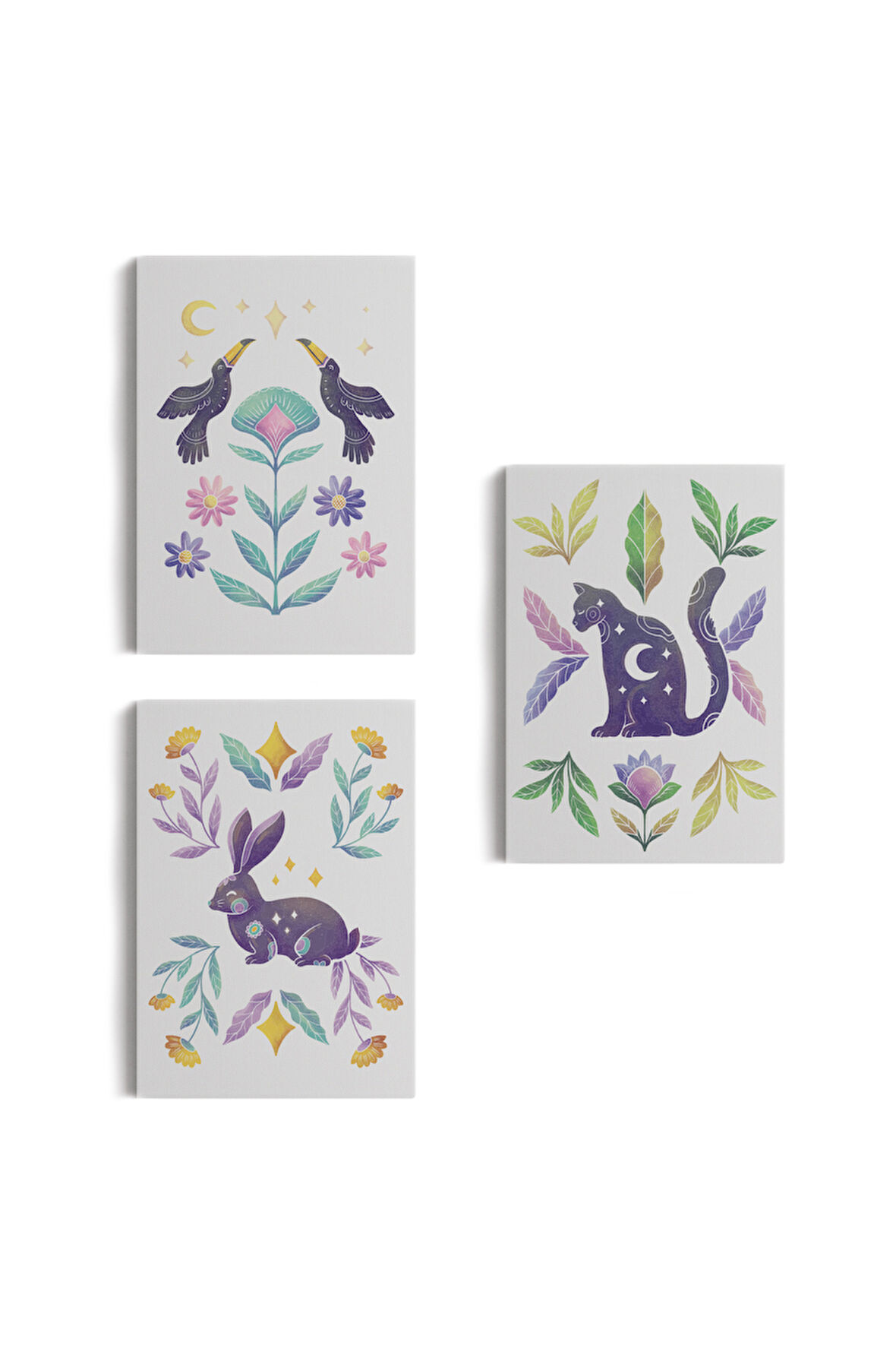 3’lü Tablo Hayvan Temalı Takım Dekoratif Şık ve Modern Duvar Tablo Seti-AŞ-19