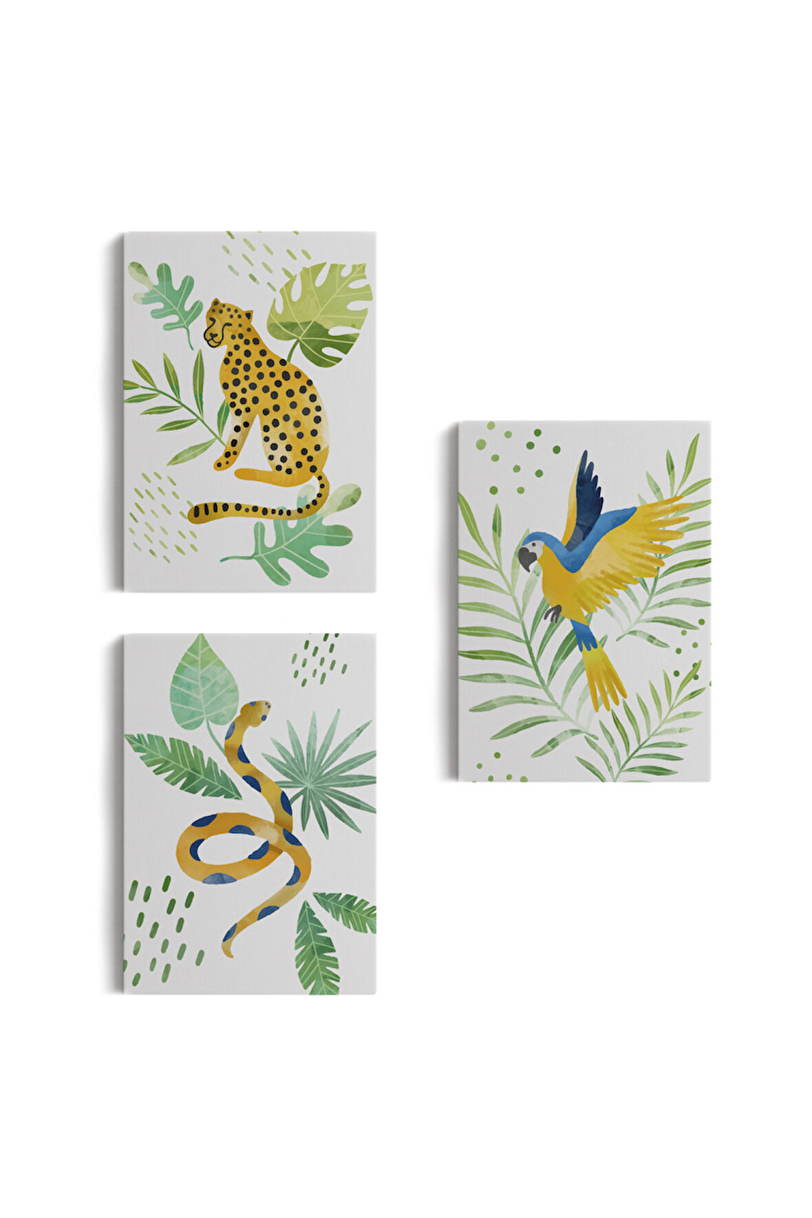 3’lü Tablo Vahşi Hayvanlar Temalı Takım Dekoratif Şık ve Modern Duvar Tablo Seti-AY-24