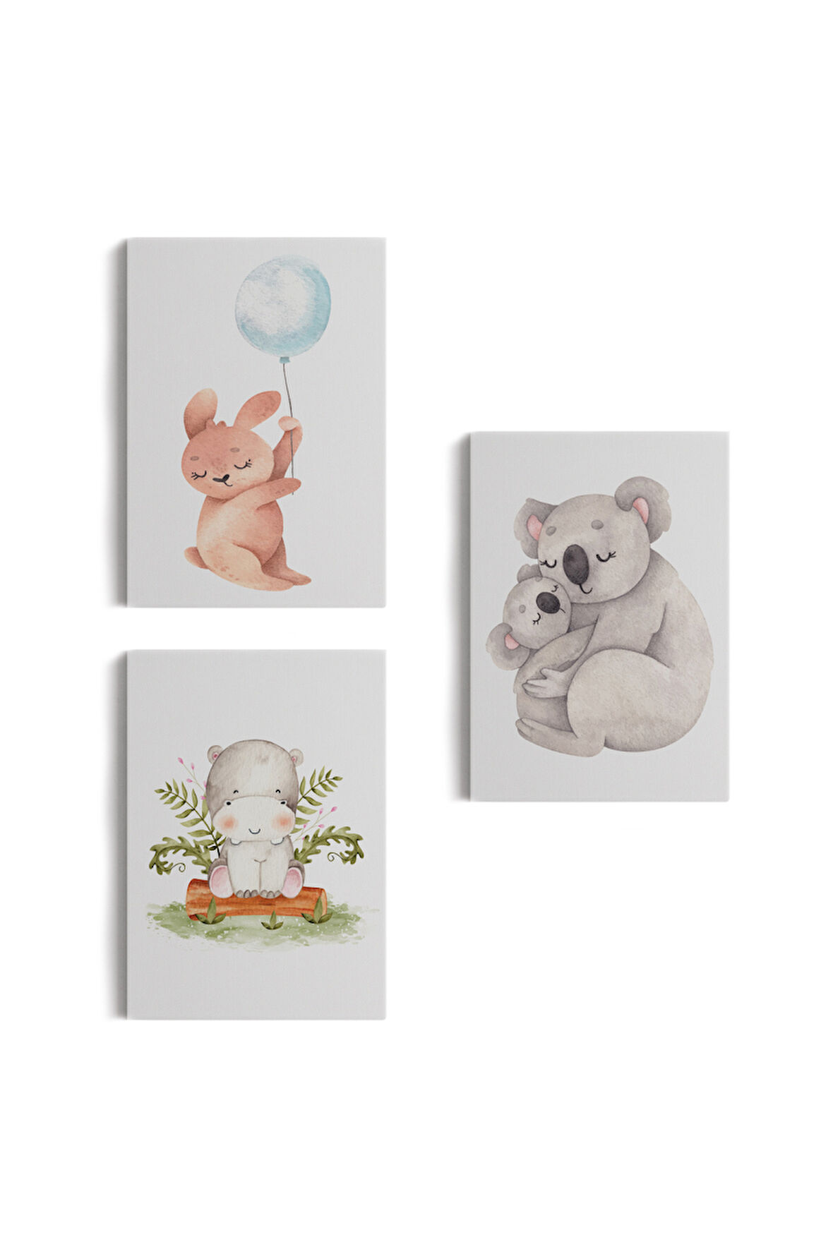 3’lü Tablo Sevimli Üç Hayvan Takımu Dekoratif Duvar Tablo Seti-BT-45