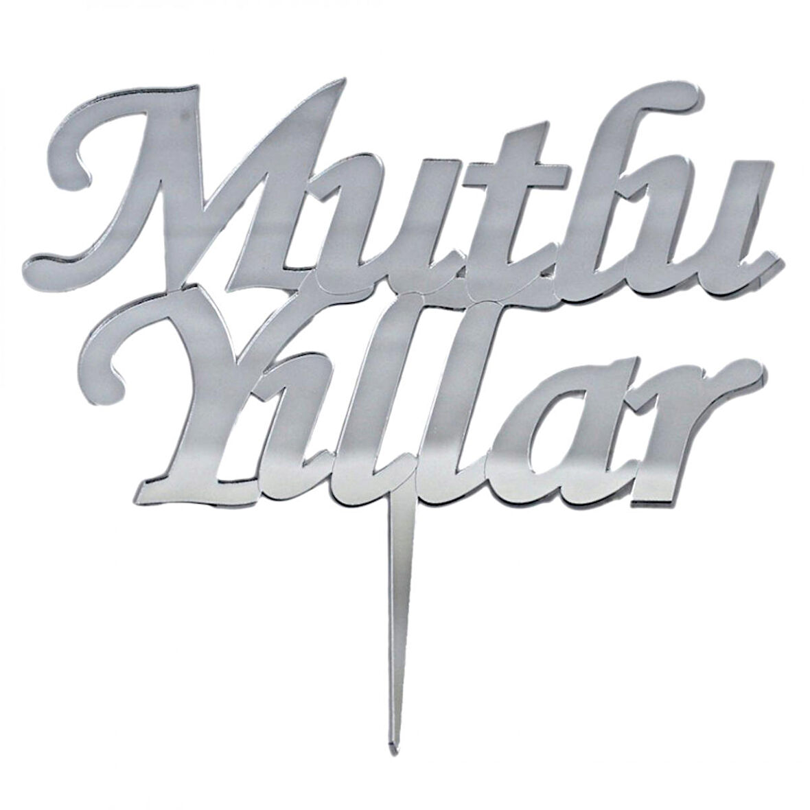 Pasta Üstü Yazısı Mutlu Yıllar - Gümüş