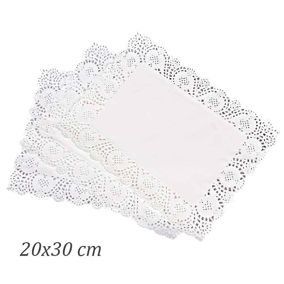 Dantelli Kağıt Doyley Dikdörtgen 20 x 30 cm - 50'li